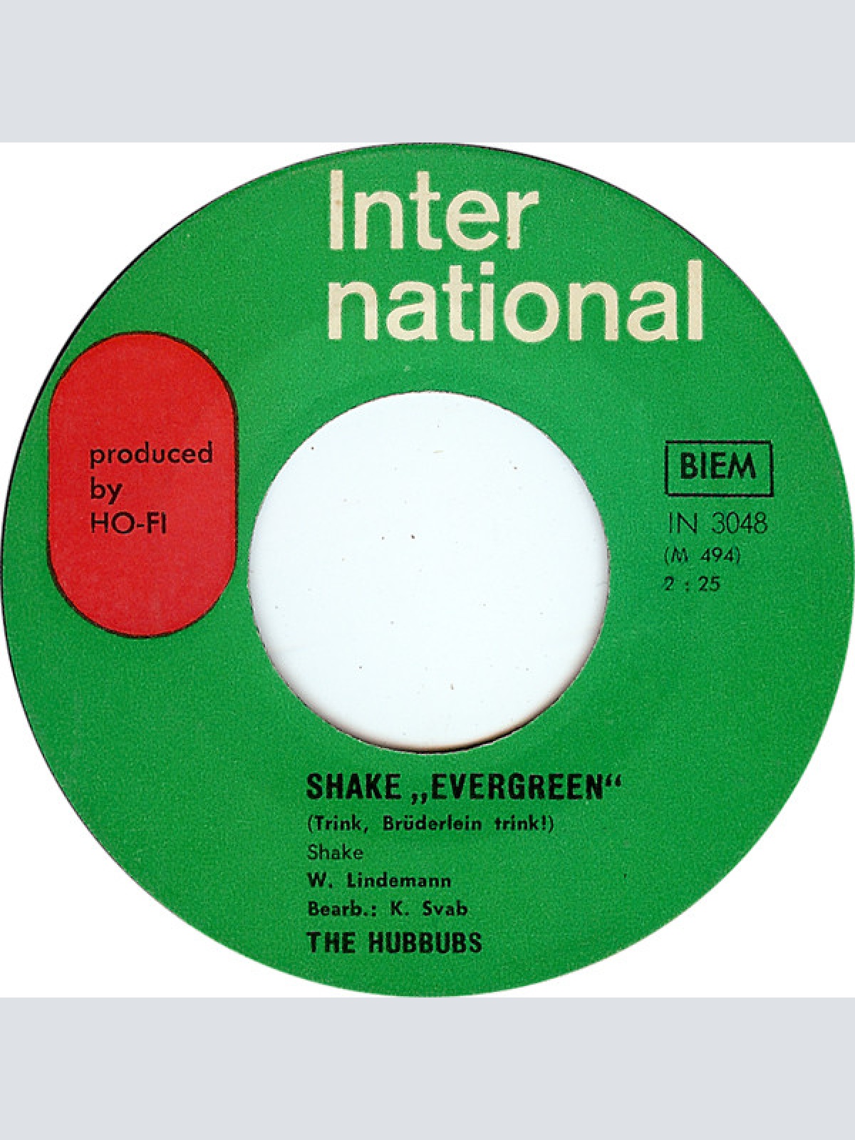 Vinyl / The Hubbubs - Shake "Evergreen" / Ich Will Nicht Fragen