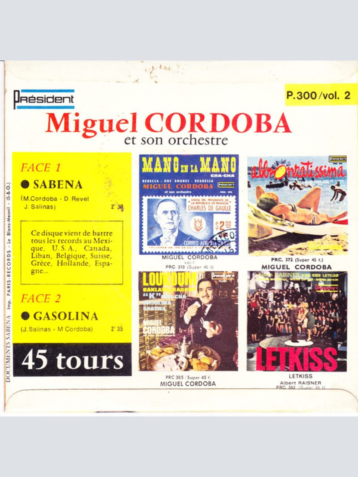Vinyl / Miguel Cordoba Et Son Orchestre - Sabena