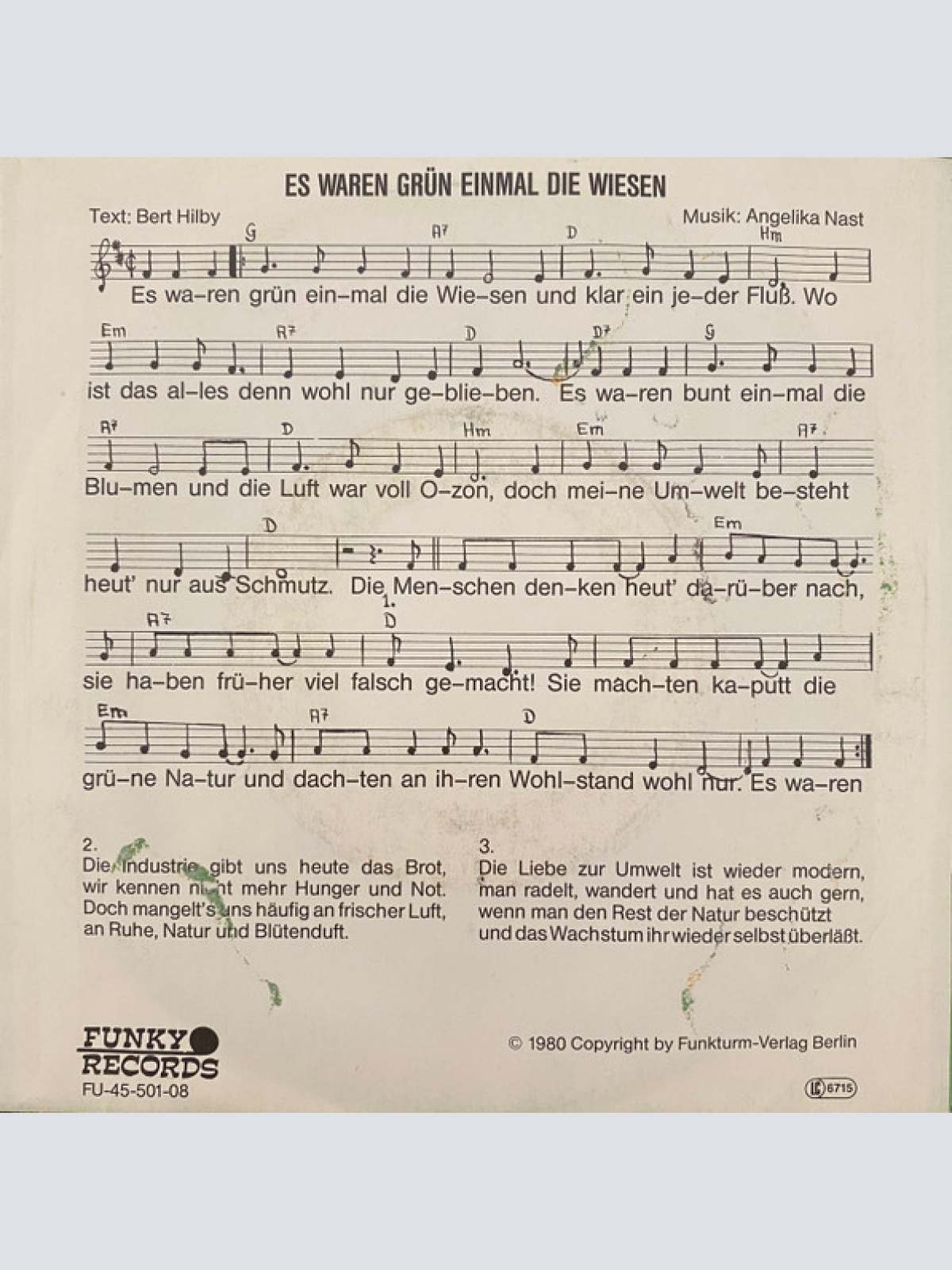 Vinyl / Monica Rell - Es Waren Grün Einmal Die Wiesen / Ja Wir Fahren (Niedersachsenlied)