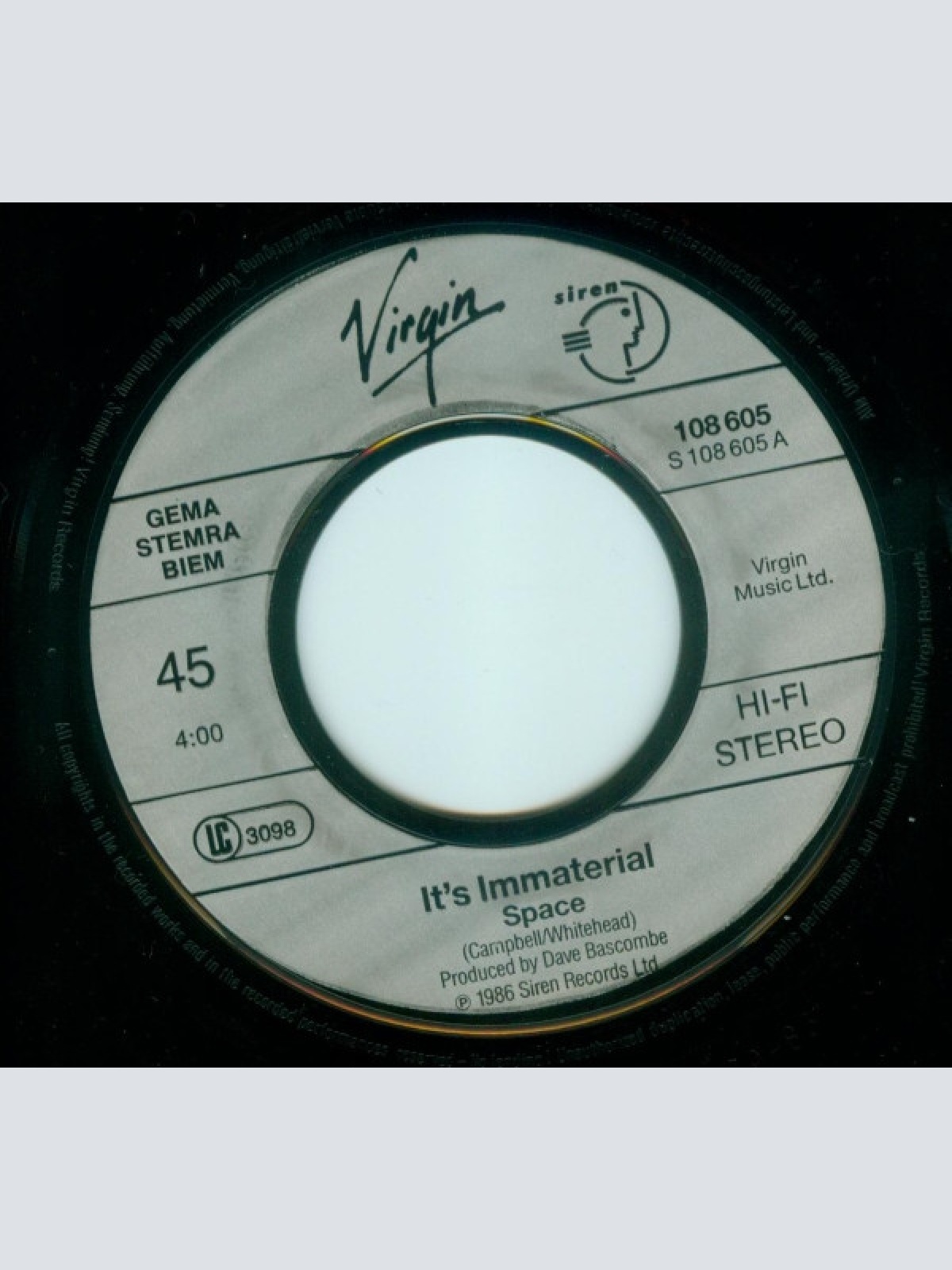 Vinyl / It's Immaterial - Space