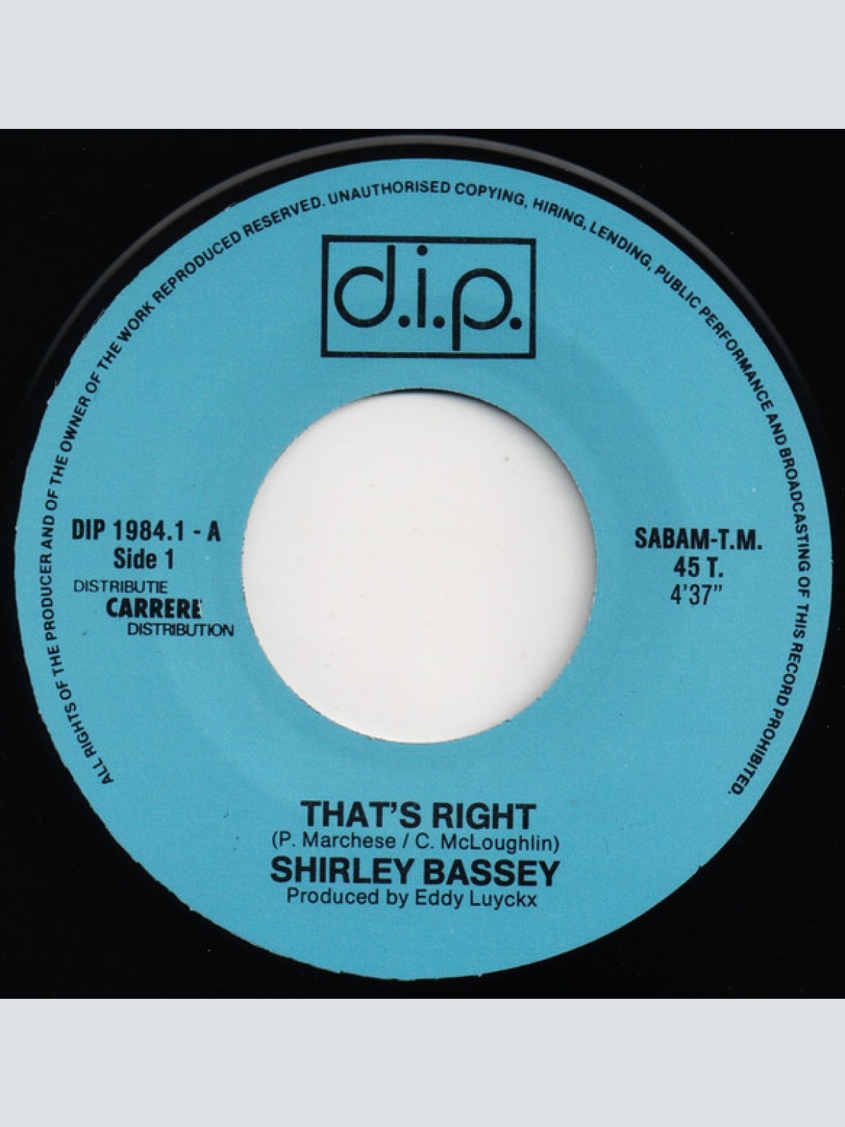 Vinyl / Shirley Bassey - That's Right