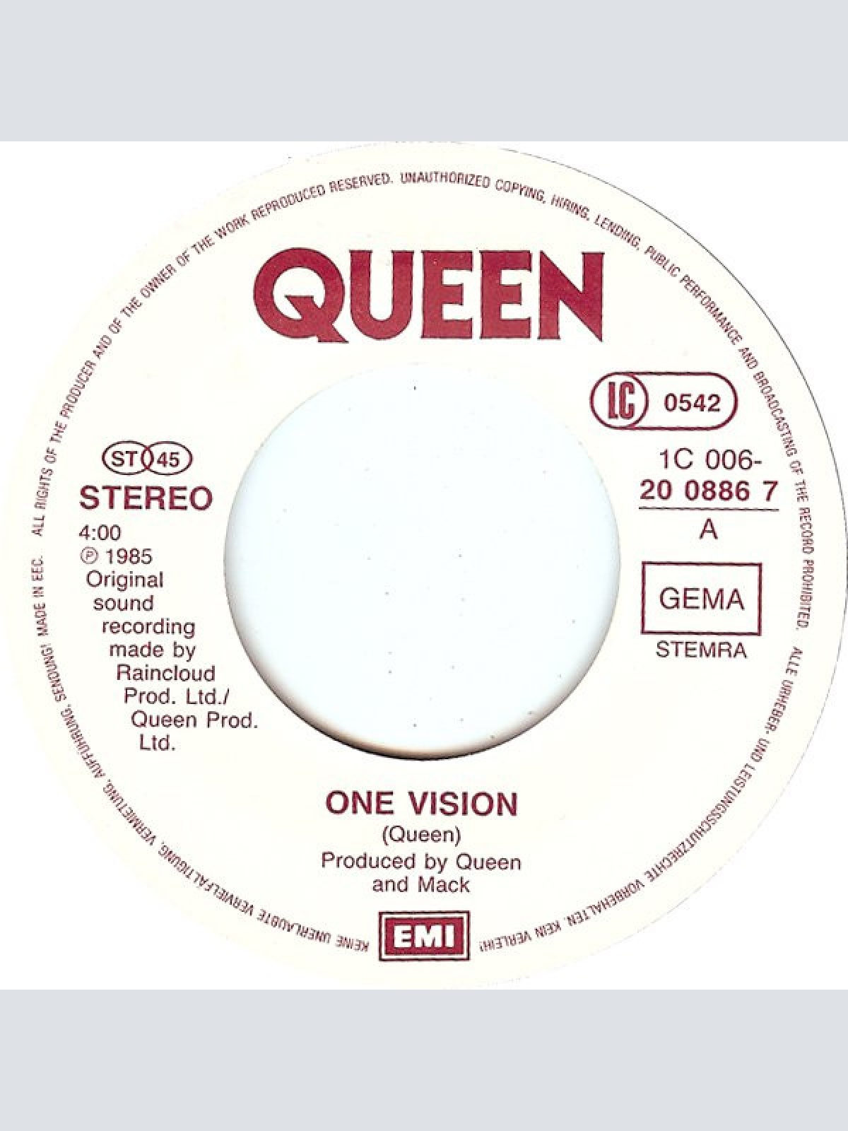 Vinyl / Queen - One Vision