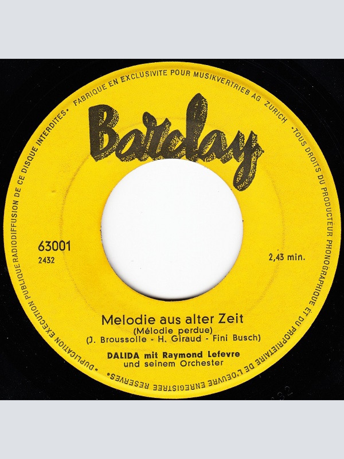 Vinyl / Dalida - Am Tag Als Der Regen Kam / Melodie Aus Alter Zeit