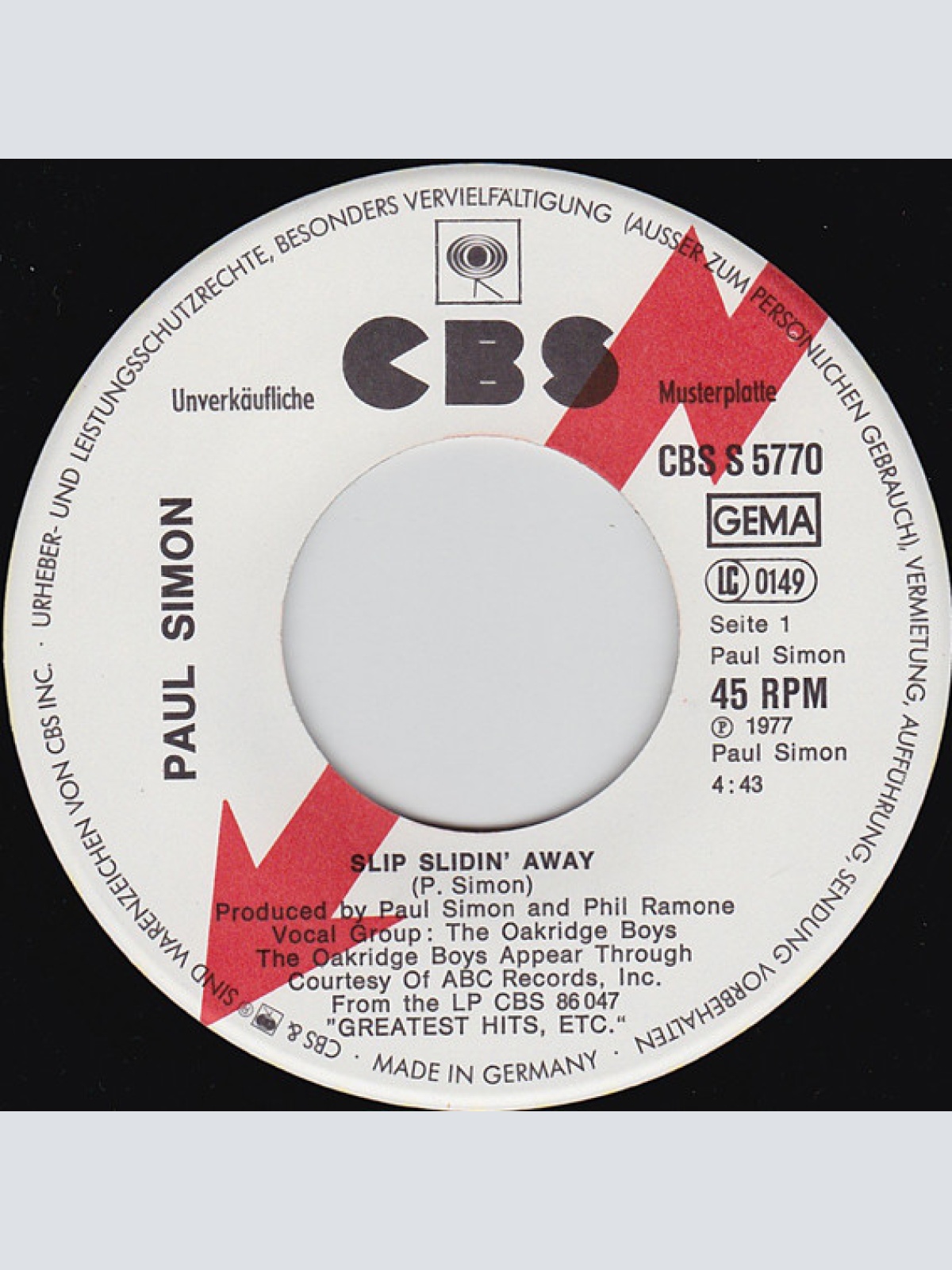 Vinyl / Paul Simon - Slip Slidin' Away