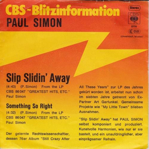 Vinyl / Paul Simon - Slip Slidin' Away