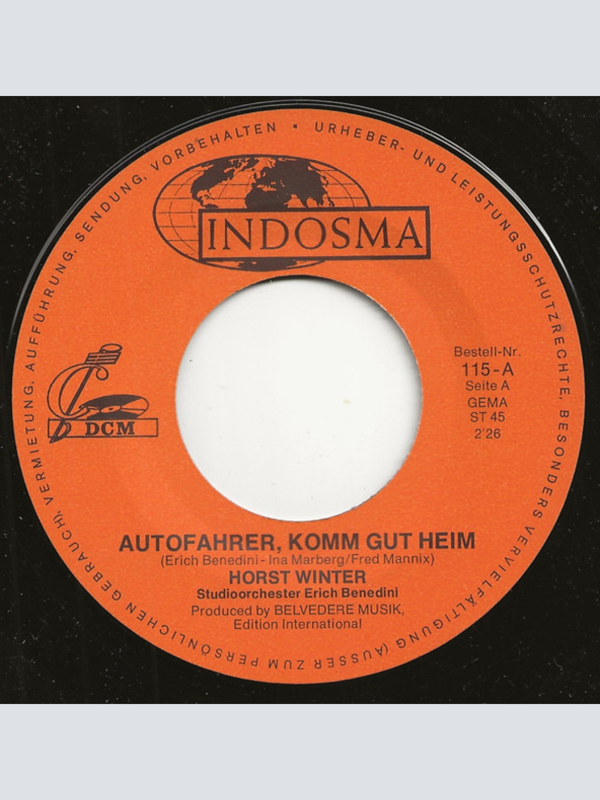 Vinyl / Horst Winter - Autofahrer, Komm Gut Heim