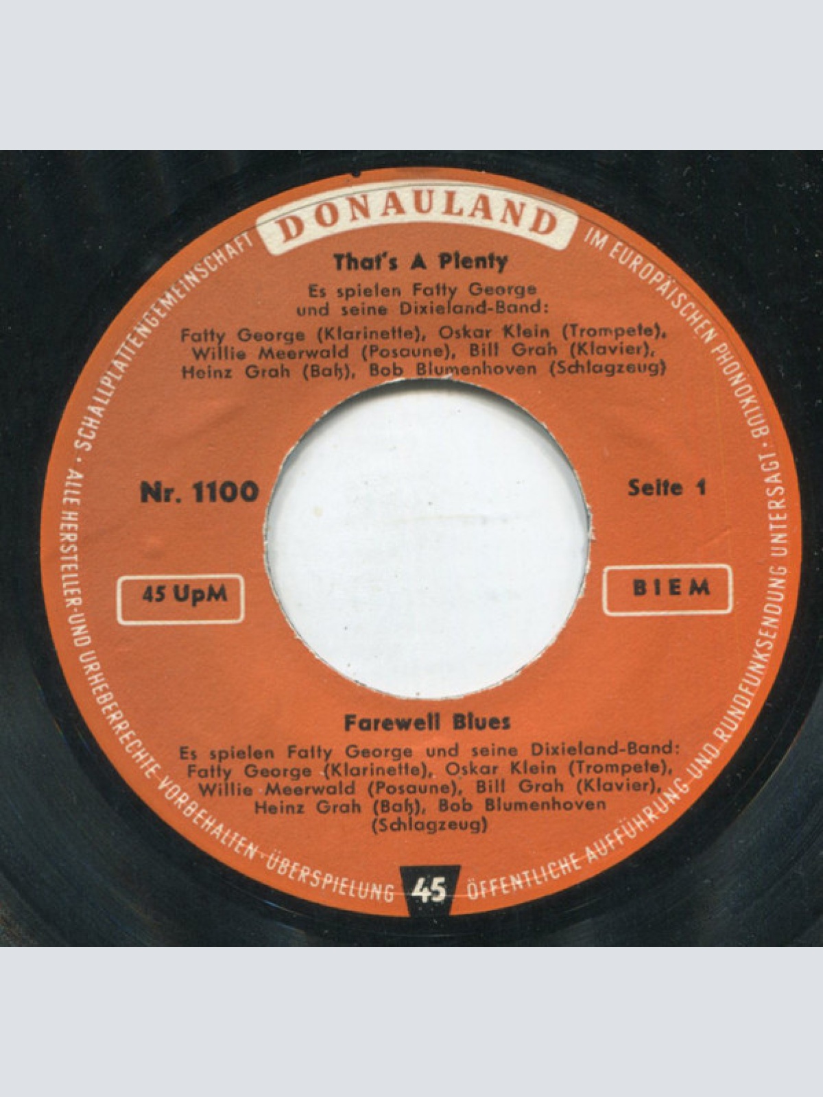 Vinyl / Fatty George Und Seine Dixieland-Band* - That's A Plenty / Farewell Blues / Tin Roof Blues