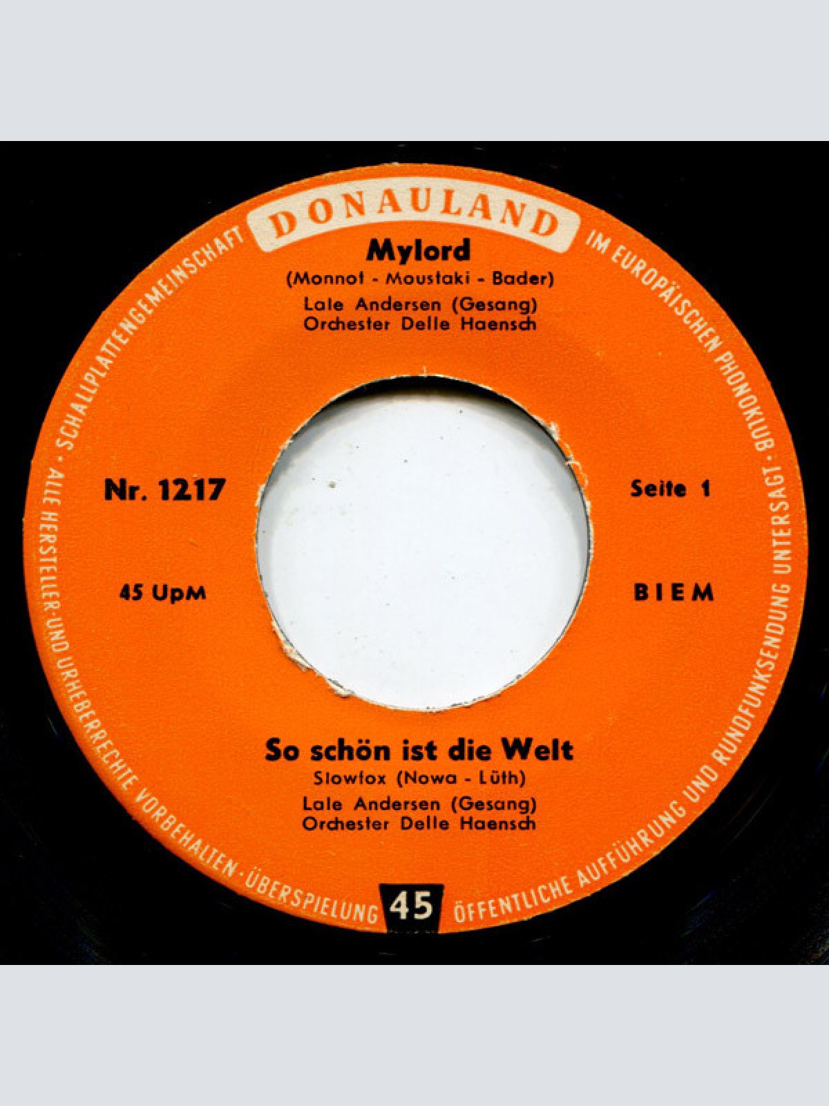 Vinyl / Lale Andersen, Orchester Delle Haensch, Die Larson Boys Und Girls, Die Nakat-Combo - Mylord / So Schön Ist Die Welt / Hey Hey Käptn / Es Kommt Alles Wieder