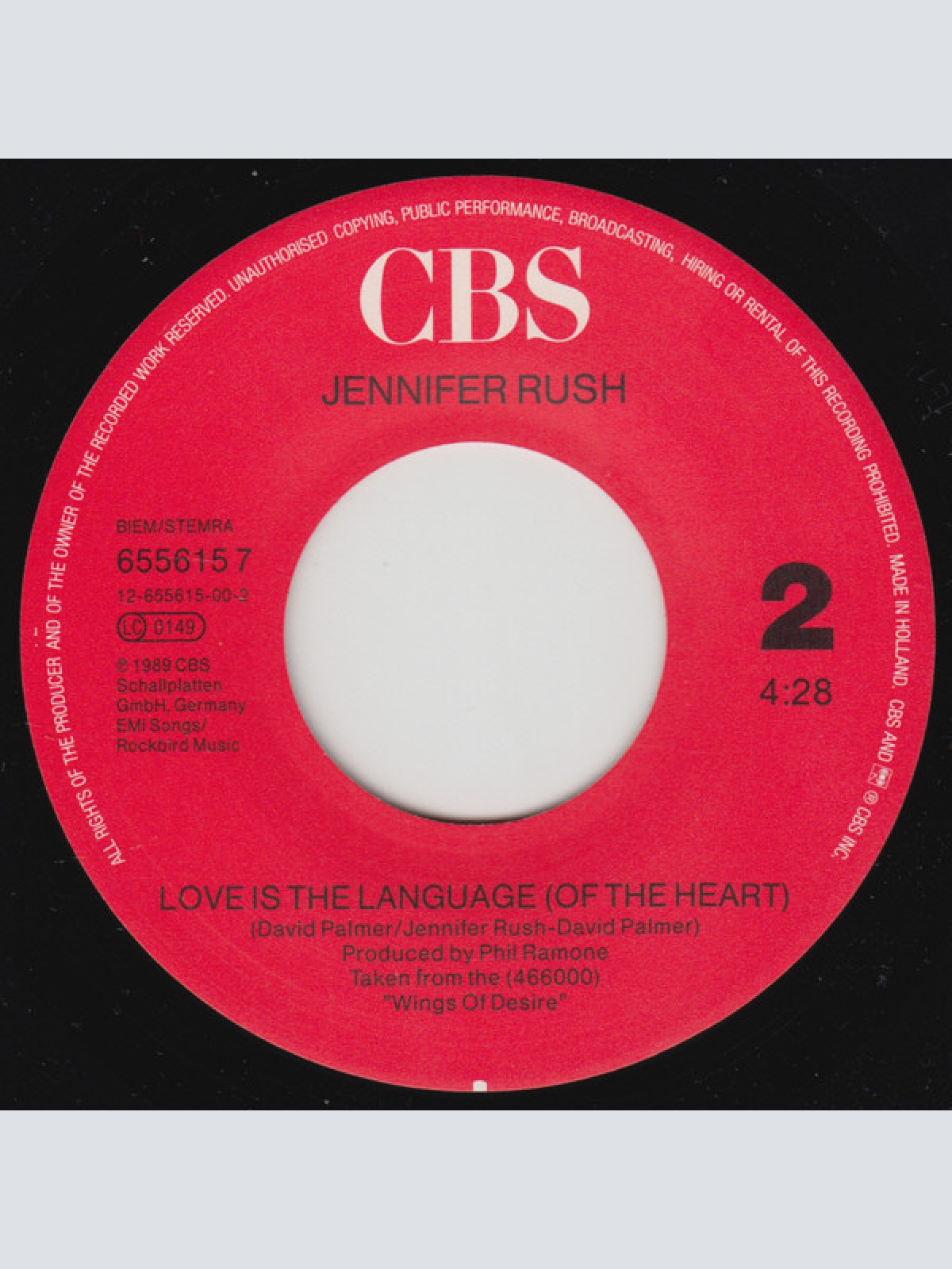 Vinyl / Jennifer Rush - Wings Of Desire