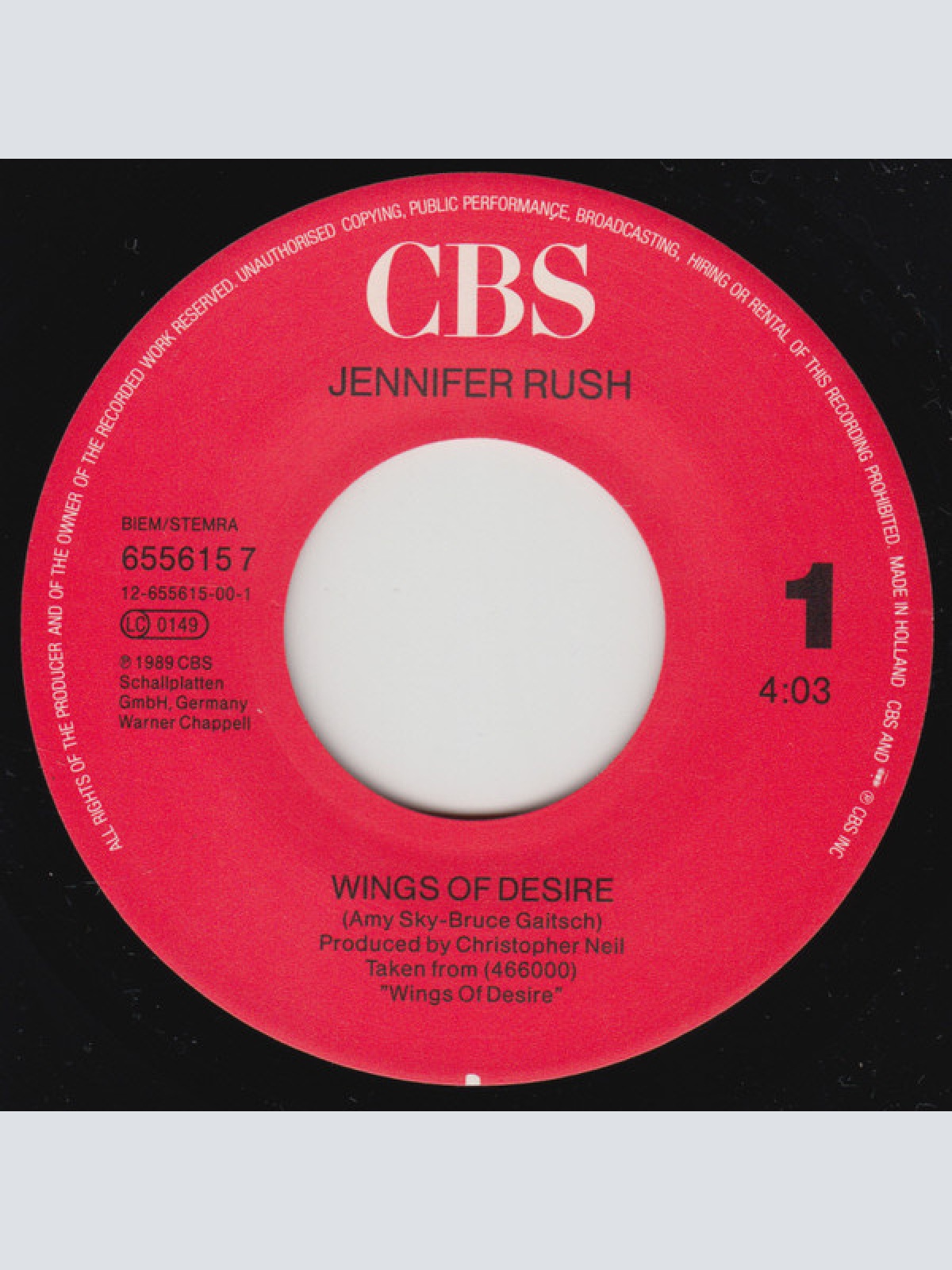 Vinyl / Jennifer Rush - Wings Of Desire