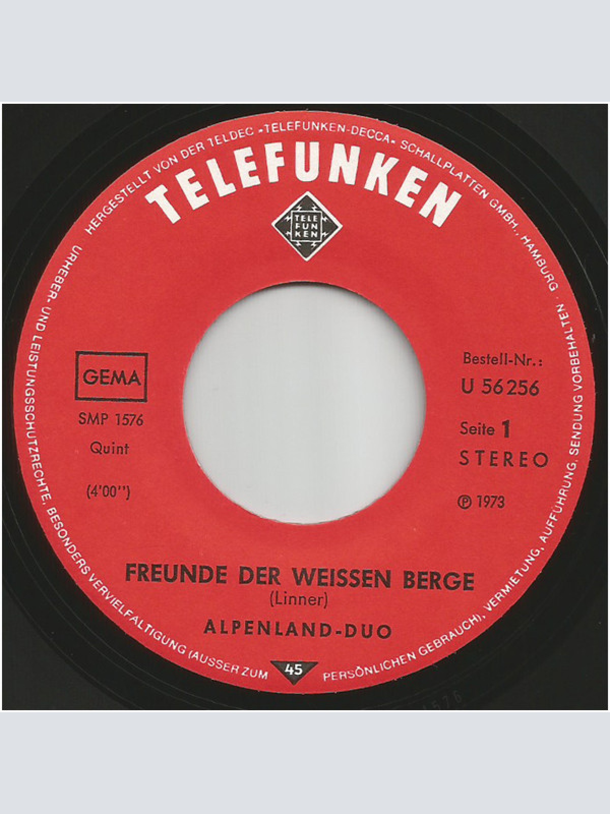 Vinyl / Alpenland Duo - Freunde Der Weissen Berge / Eine Fahrt Mit Dem Schlitten