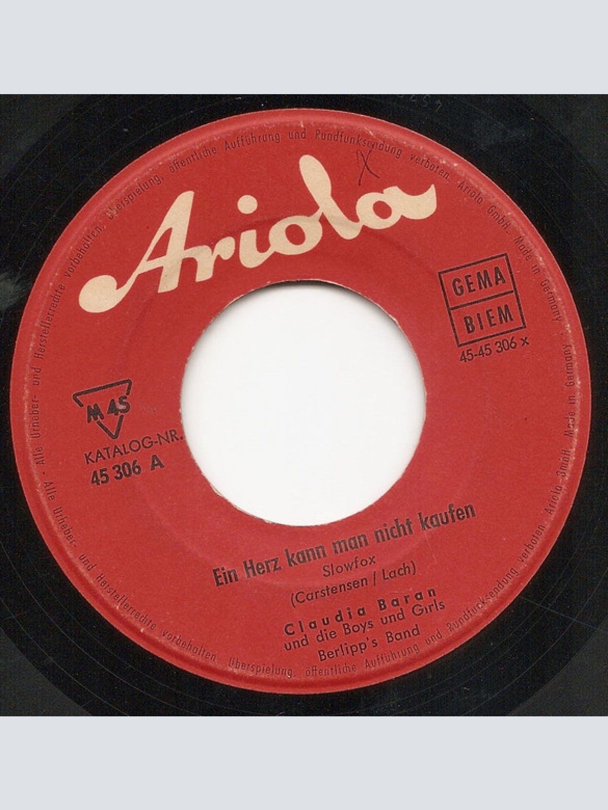 Vinyl / Claudia Baran* - Ein Herz Kann Man Nicht kaufen