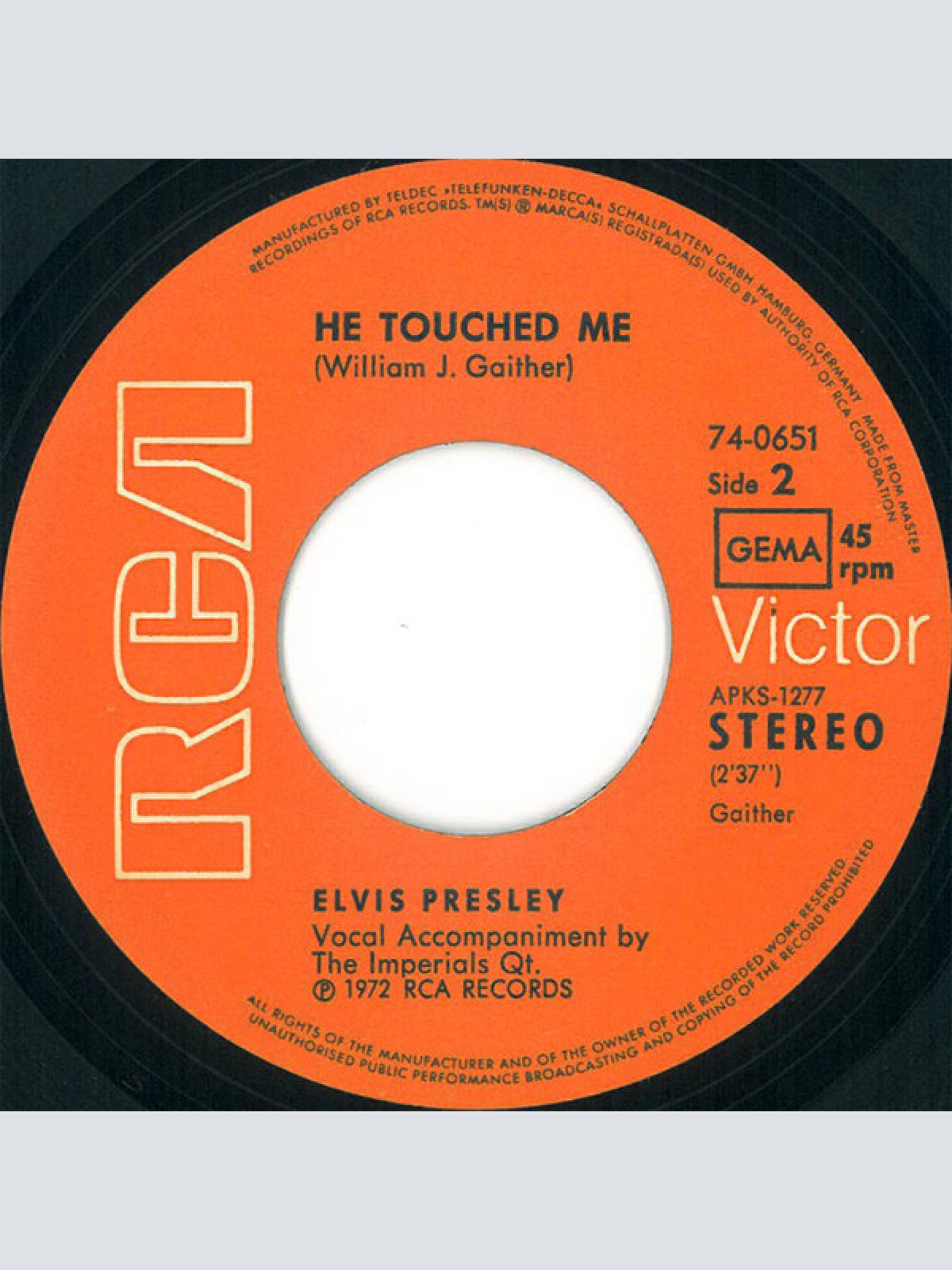 Vinyl / Elvis* - The Bosom Of Abraham / He Touched Me