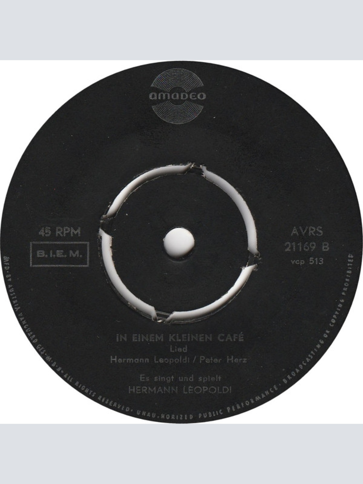 Vinyl / Hermann Leopoldi - Der Stille Zecher / In Einem Kleinen Café