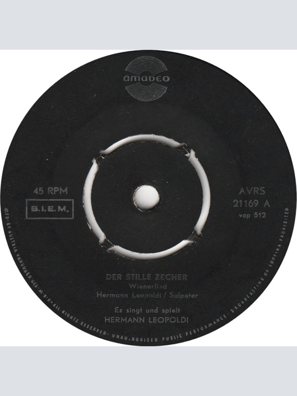 Vinyl / Hermann Leopoldi - Der Stille Zecher / In Einem Kleinen Café