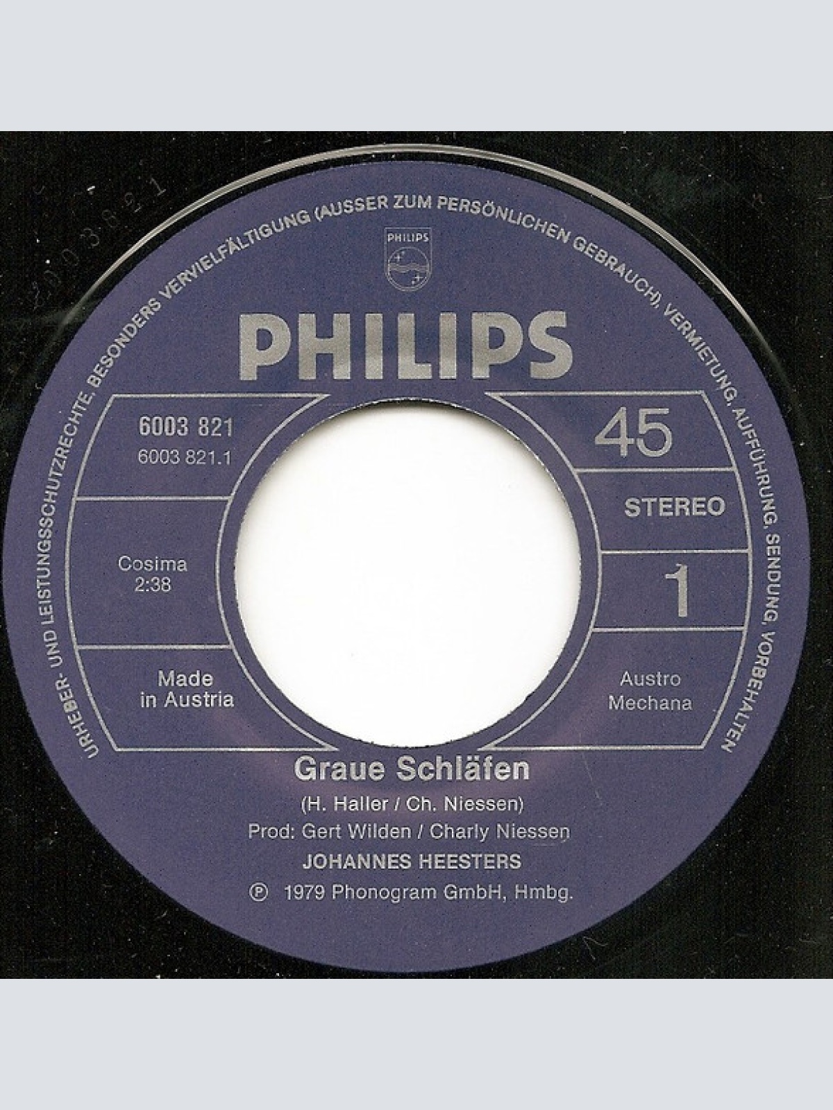 Vinyl / Johannes Heesters - Graue Schläfen / Wenn Ich Nochmal So Alles Überdenke