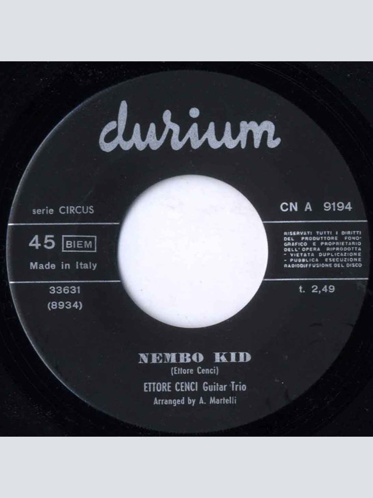 Vinyl / Ettore Cenci Guitar Trio - Batman Theme / Nembo Kid