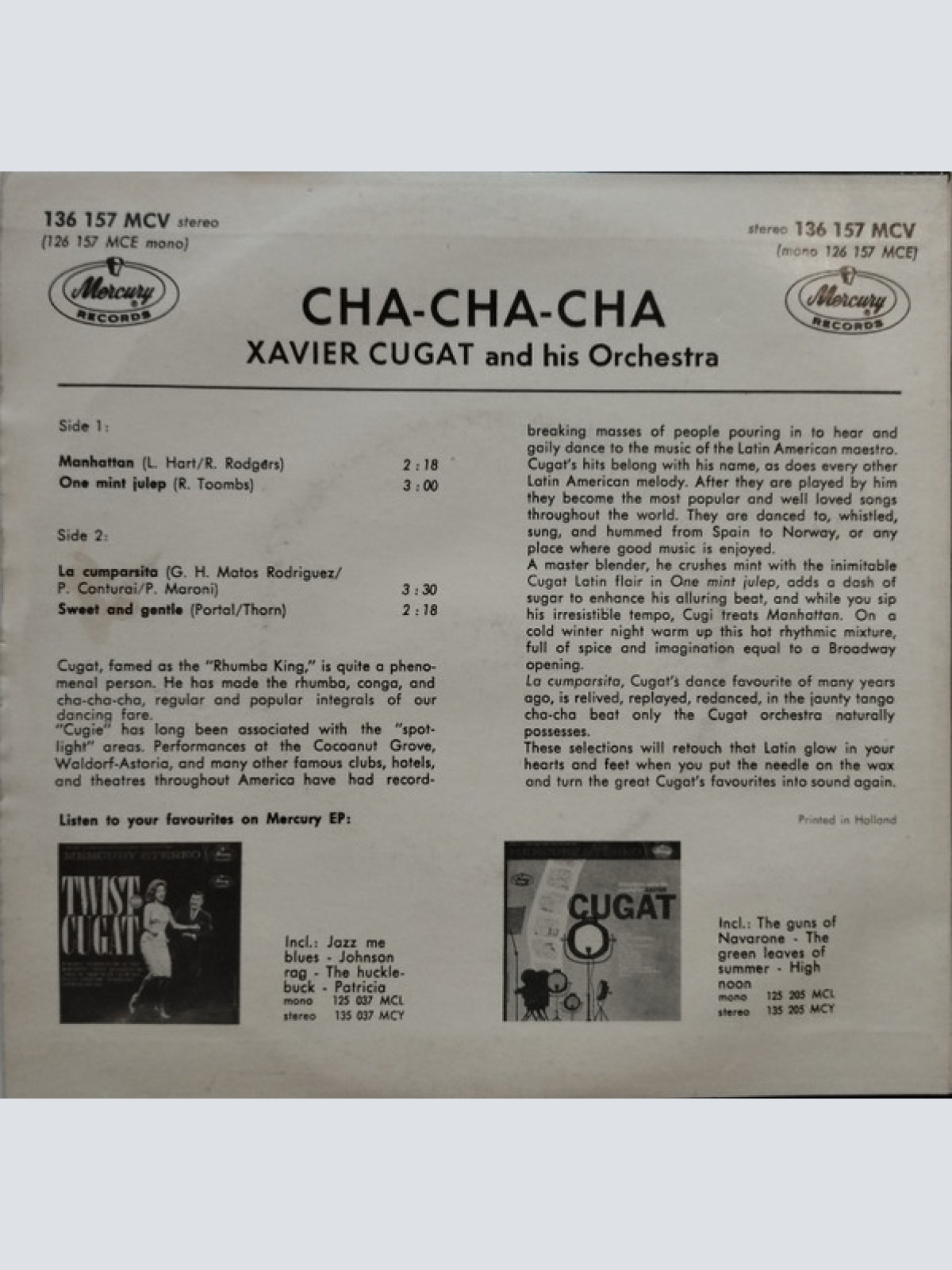 Vinyl / Xavier Cugat And His Orchestra - Cha Cha Cha