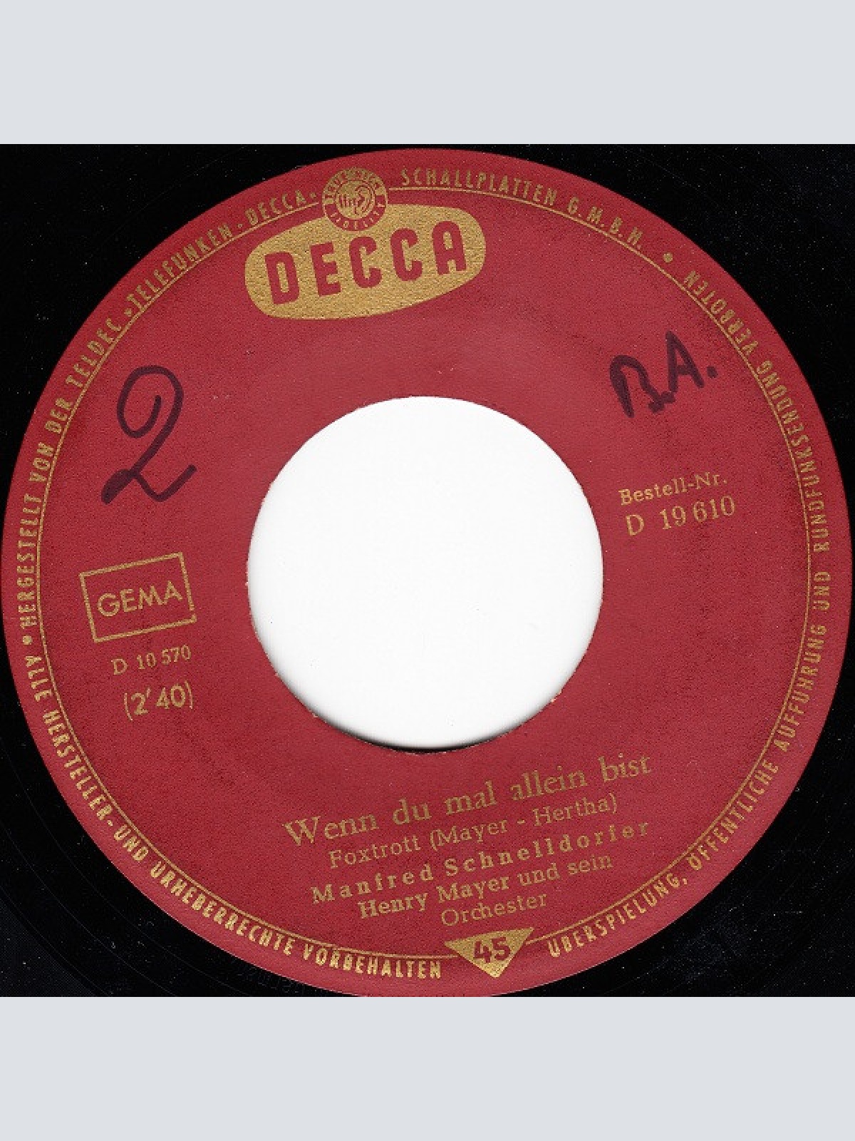 Vinyl / Manfred Schnelldorfer - Wenn Du Mal Allein Bist