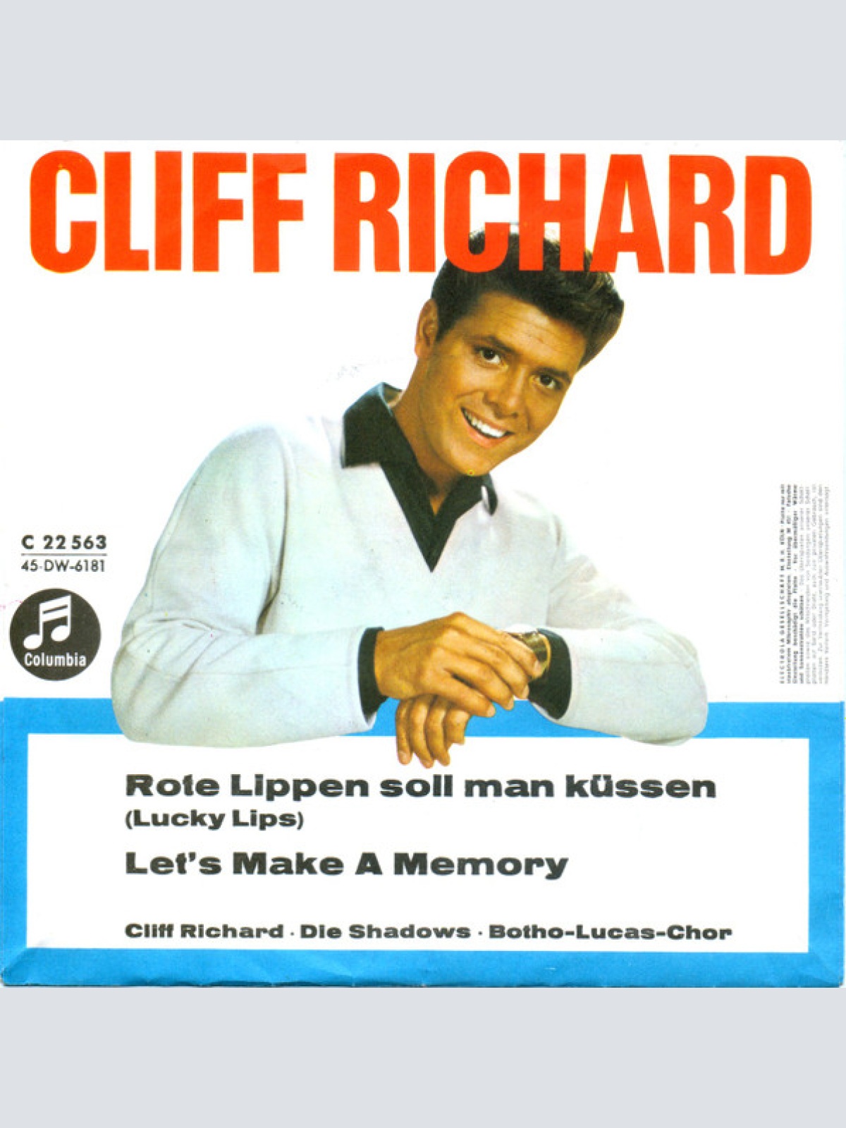 Vinyl / Cliff Richard - Rote Lippen Soll Man Küssen (Lucky Lips) / Let's Make A Memory