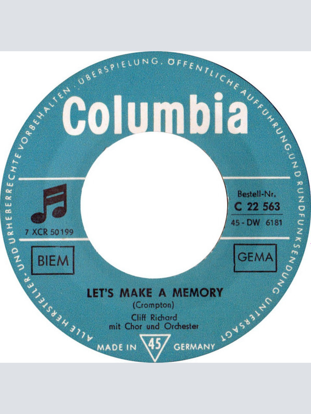 Vinyl / Cliff Richard - Rote Lippen Soll Man Küssen (Lucky Lips) / Let's Make A Memory