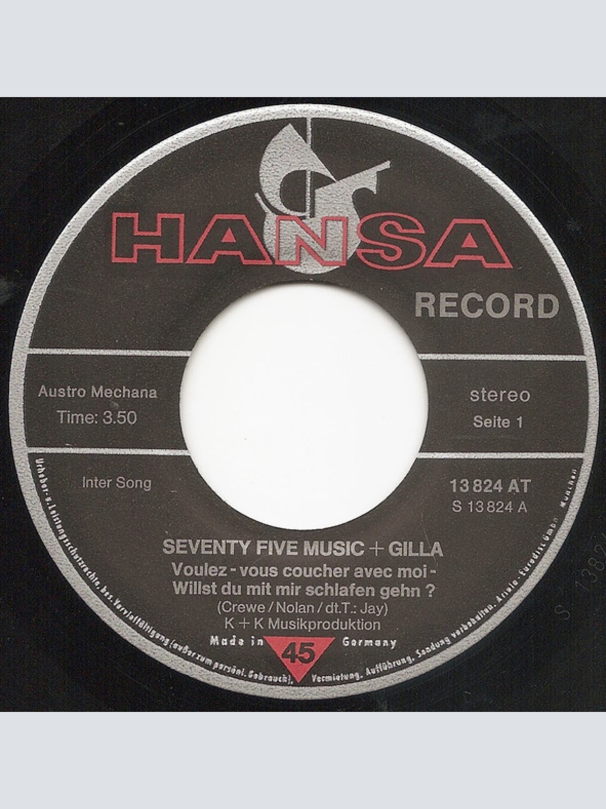 Vinyl / Seventy Five Music & Gilla - Voulez-Vous Coucher Avec Moi - Willst Du Mit Mir Schlafen Gehn