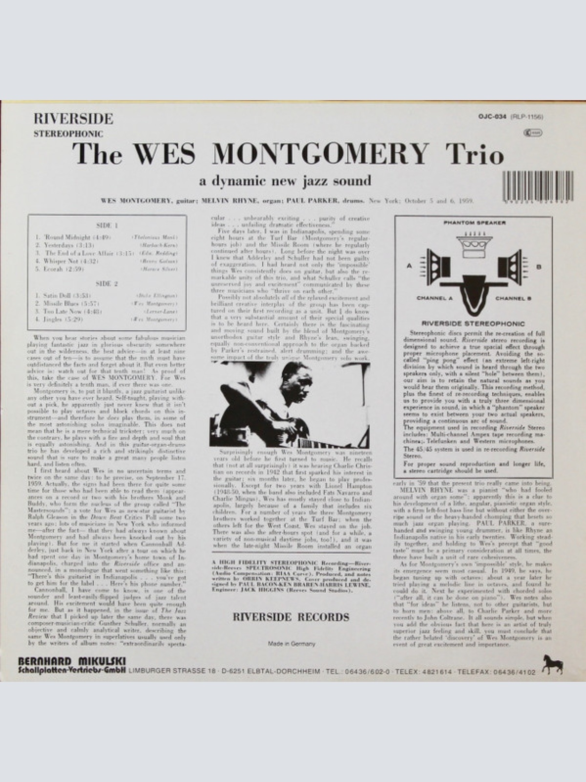Vinyl / The Wes Montgomery Trio - A Dynamic New Sound: Guitar/Organ/Drums