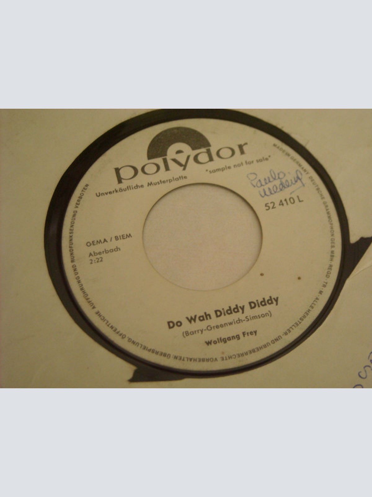 Vinyl / Wolfgang Frey - Do Wah Diddy Diddy / Nur Kein Neid