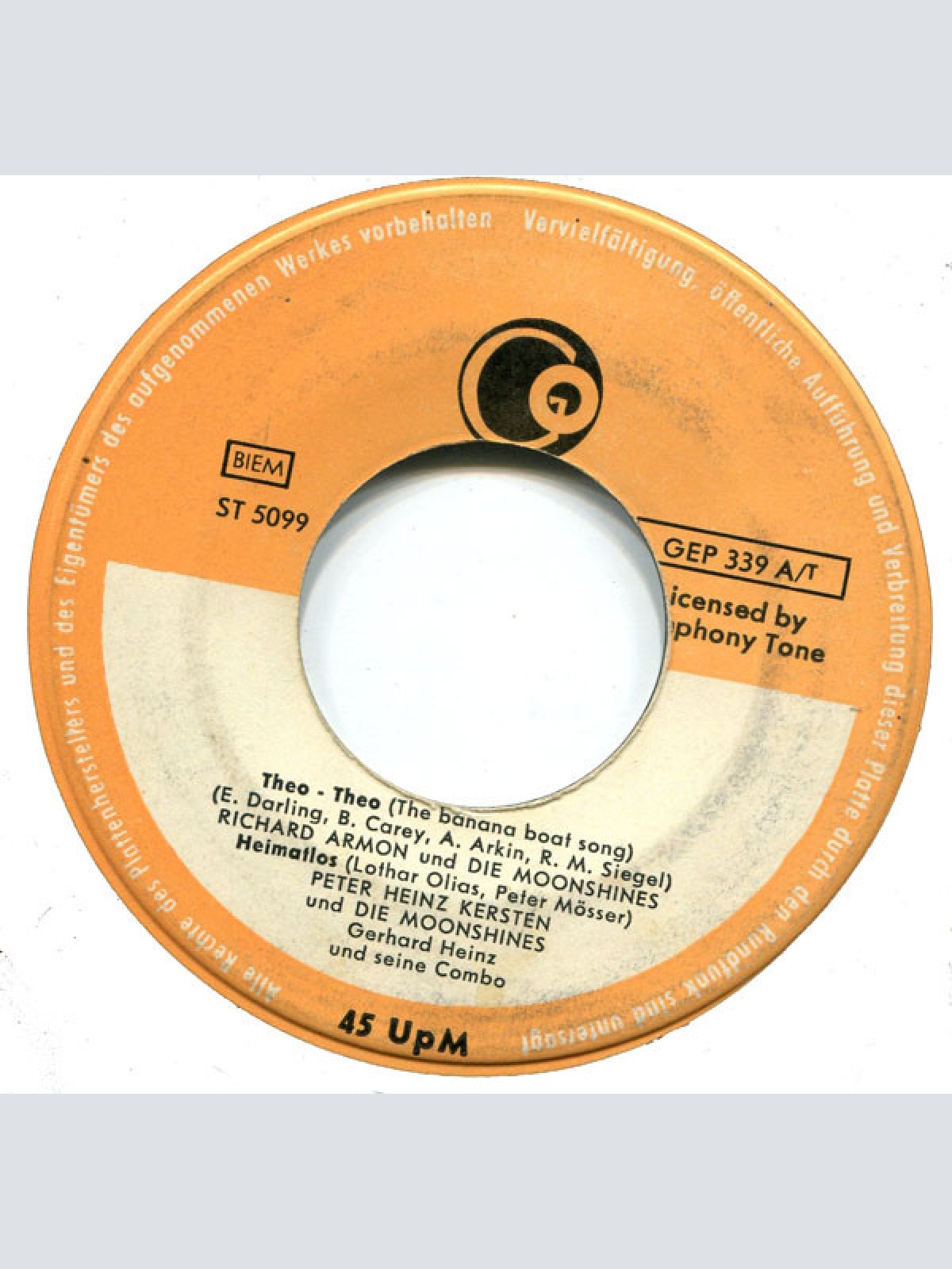 Vinyl / Richard Armon / Peter Heinz Kersten / Die Moonshines - Theo - Theo / Heimatlos / I'll Be Home / Deine Wunderschönen Augen