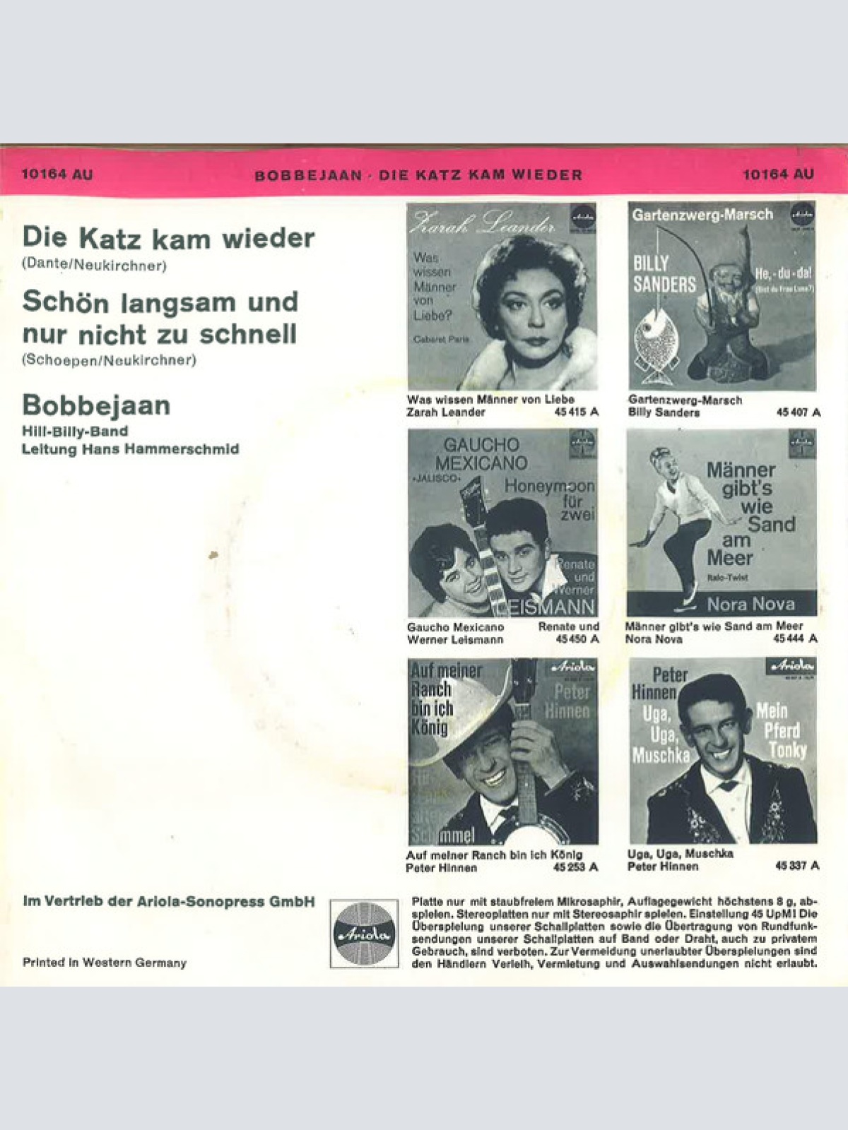 Vinyl / Bobbejaan* - Die Katz Kam Wieder