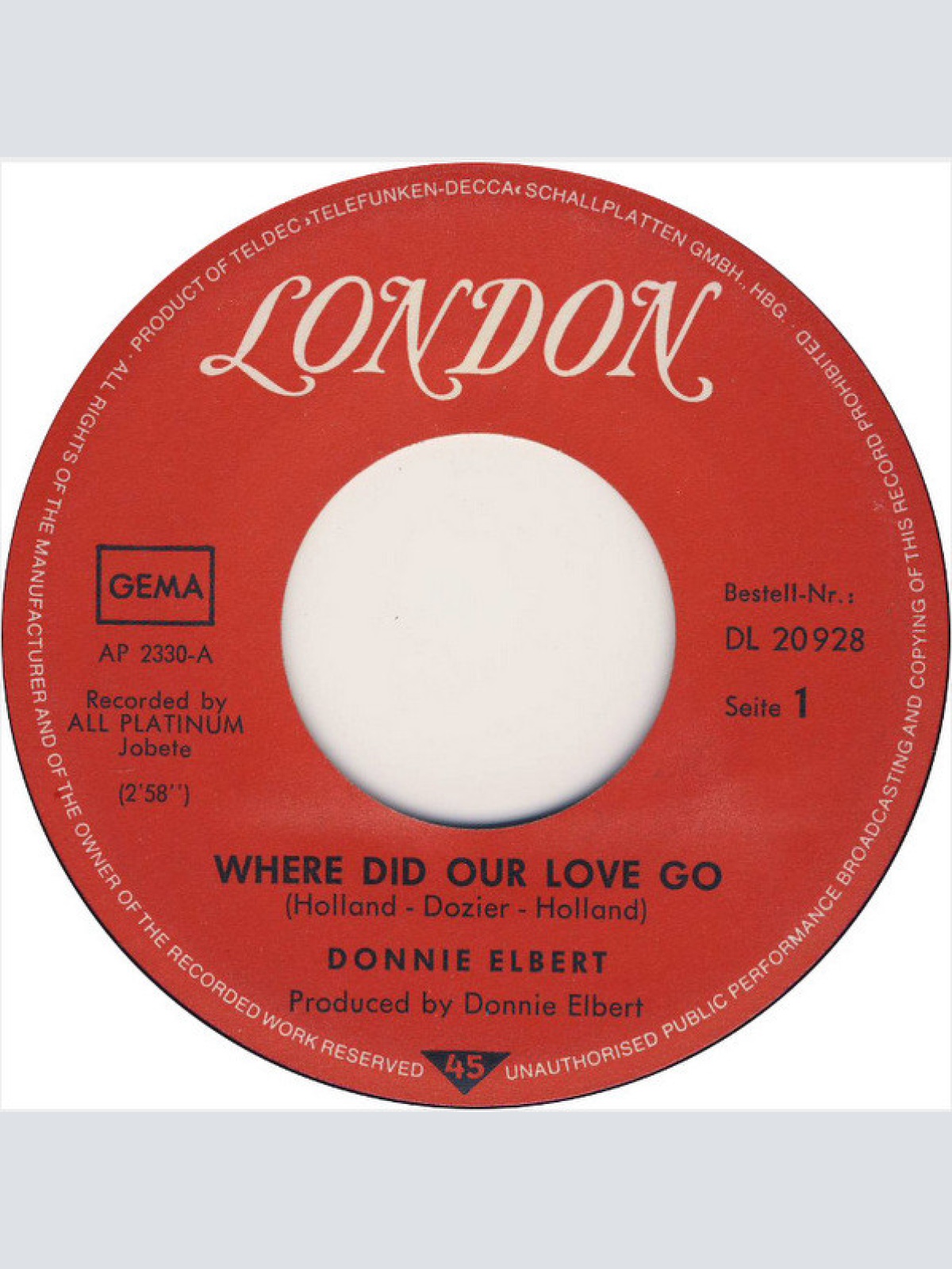 Vinyl / Donnie Elbert - Where Did Our Love Go