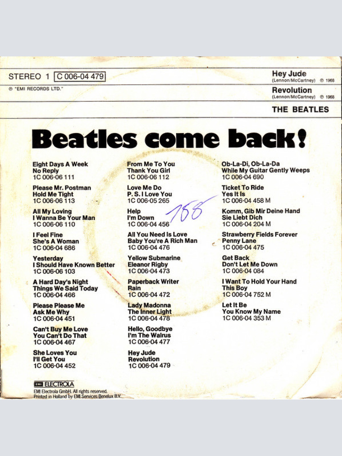 Vinyl / The Beatles - Hey Jude / Revolution