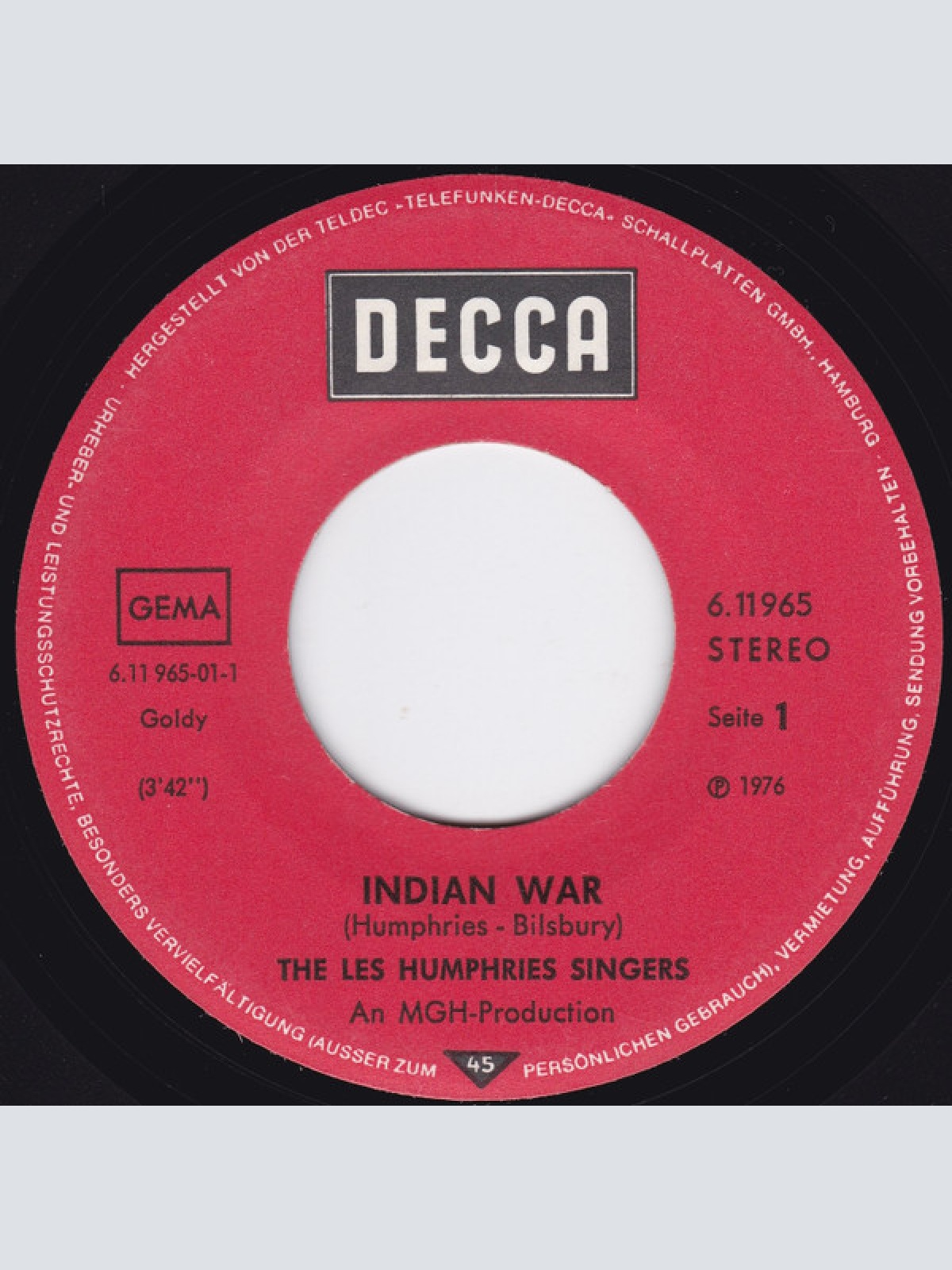 Vinyl / The Les Humphries Singers* - Indian War