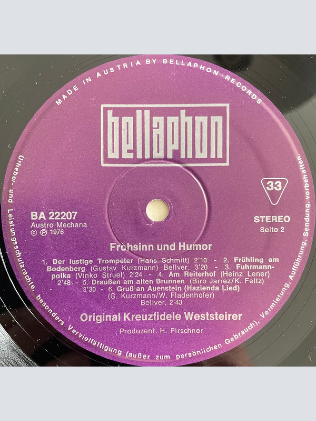 Vinyl / Original Kreuzfidele Weststeirer* - Frohsinn Und Humor