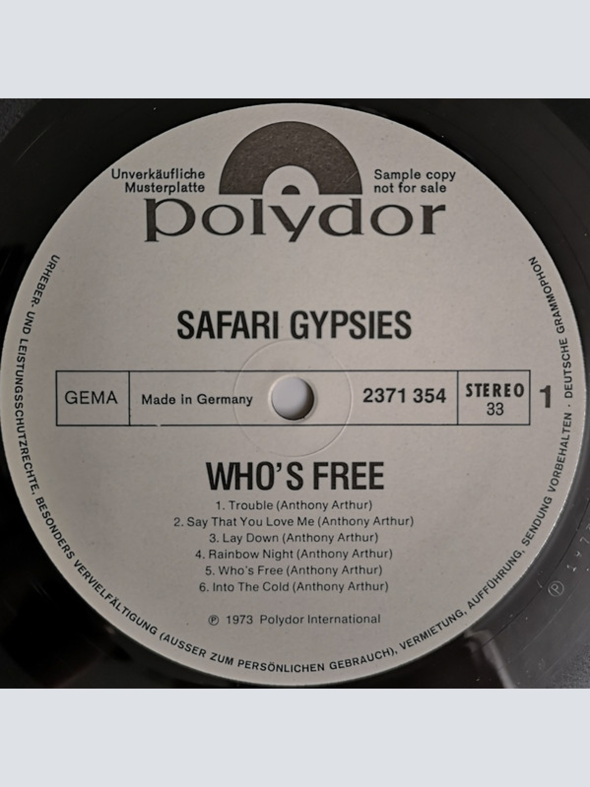 Vinyl / Safari Gypsies - Who's Free