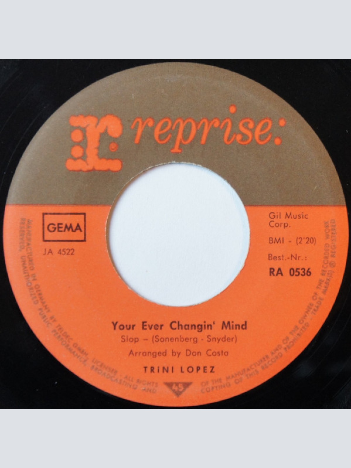 Vinyl / Trini Lopez - Takin' The Back Roads / Your Ever Changin' Mind