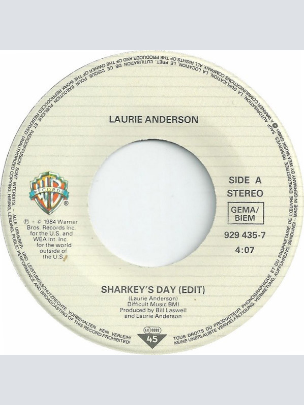 Vinyl / Laurie Anderson - Sharkey's Day