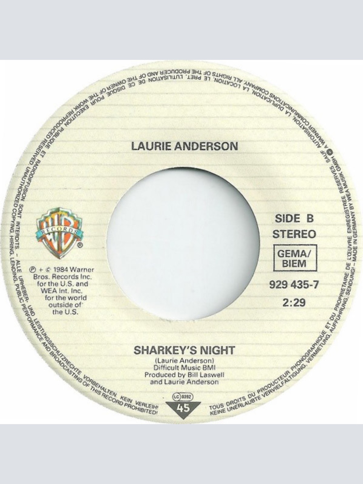 Vinyl / Laurie Anderson - Sharkey's Day