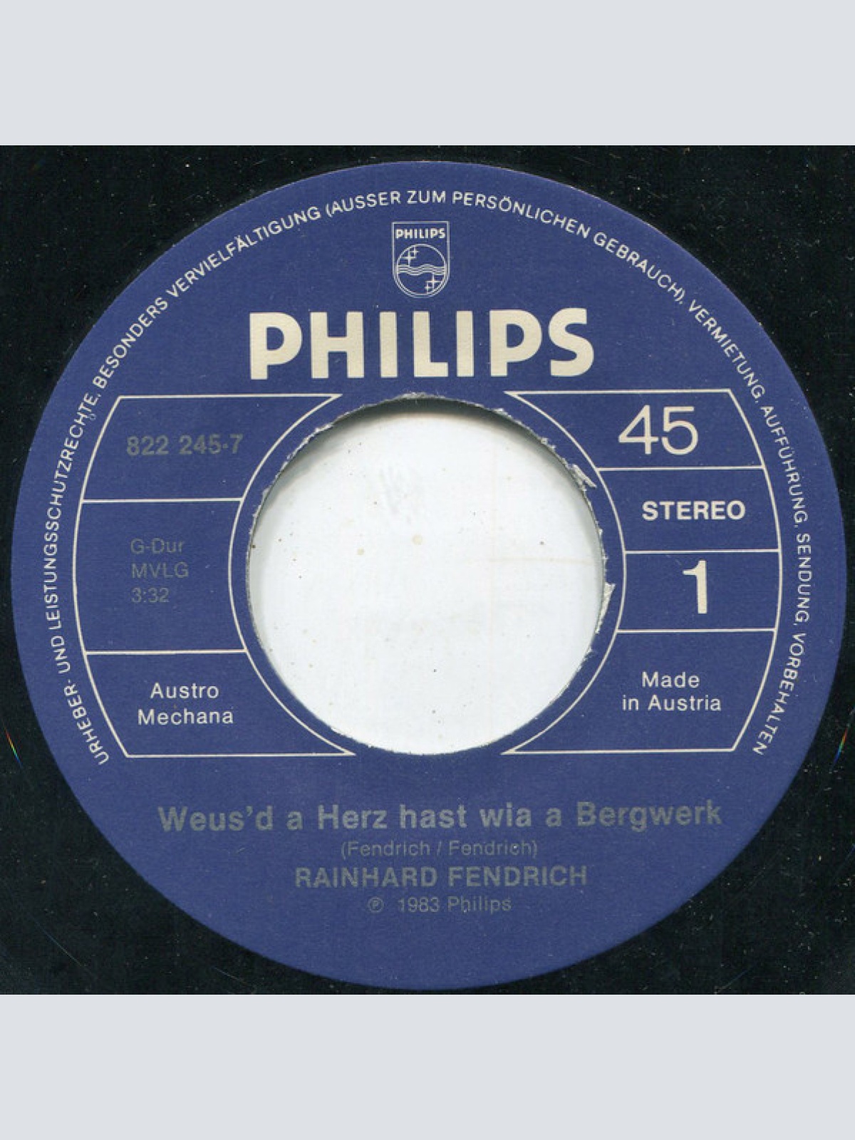 Vinyl / Rainhard Fendrich - Weus'd A Herz Hast Wia A Bergwerk