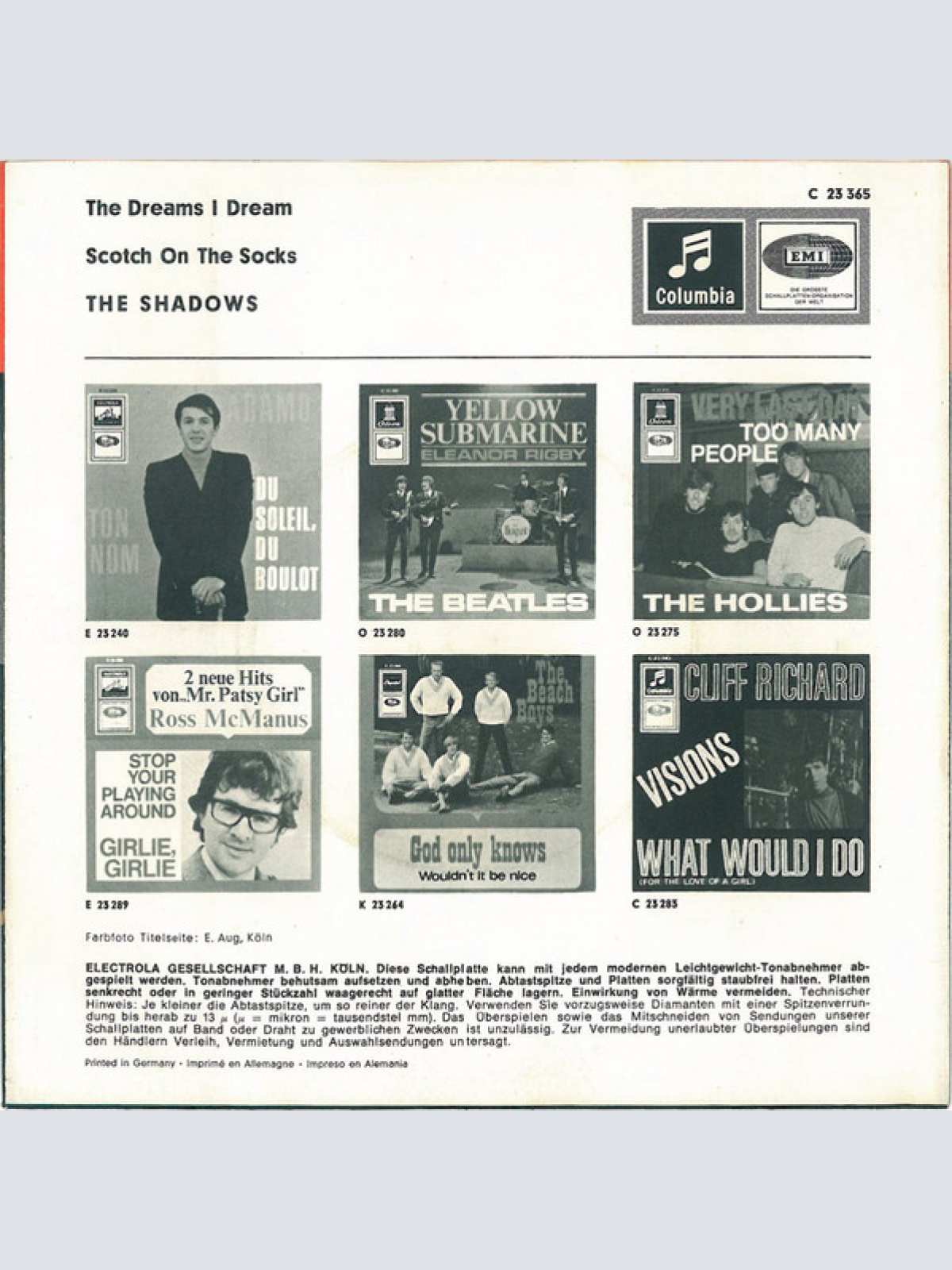 Vinyl / The Shadows - The Dreams I Dream / Scotch On The Socks