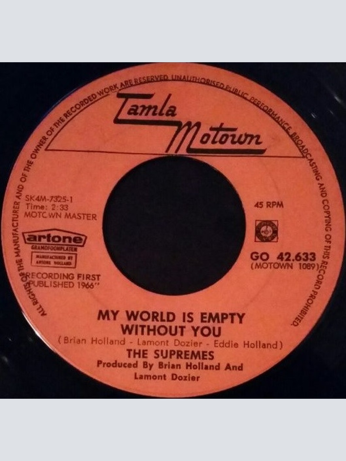 Vinyl / The Supremes - My World Is Empty Without You