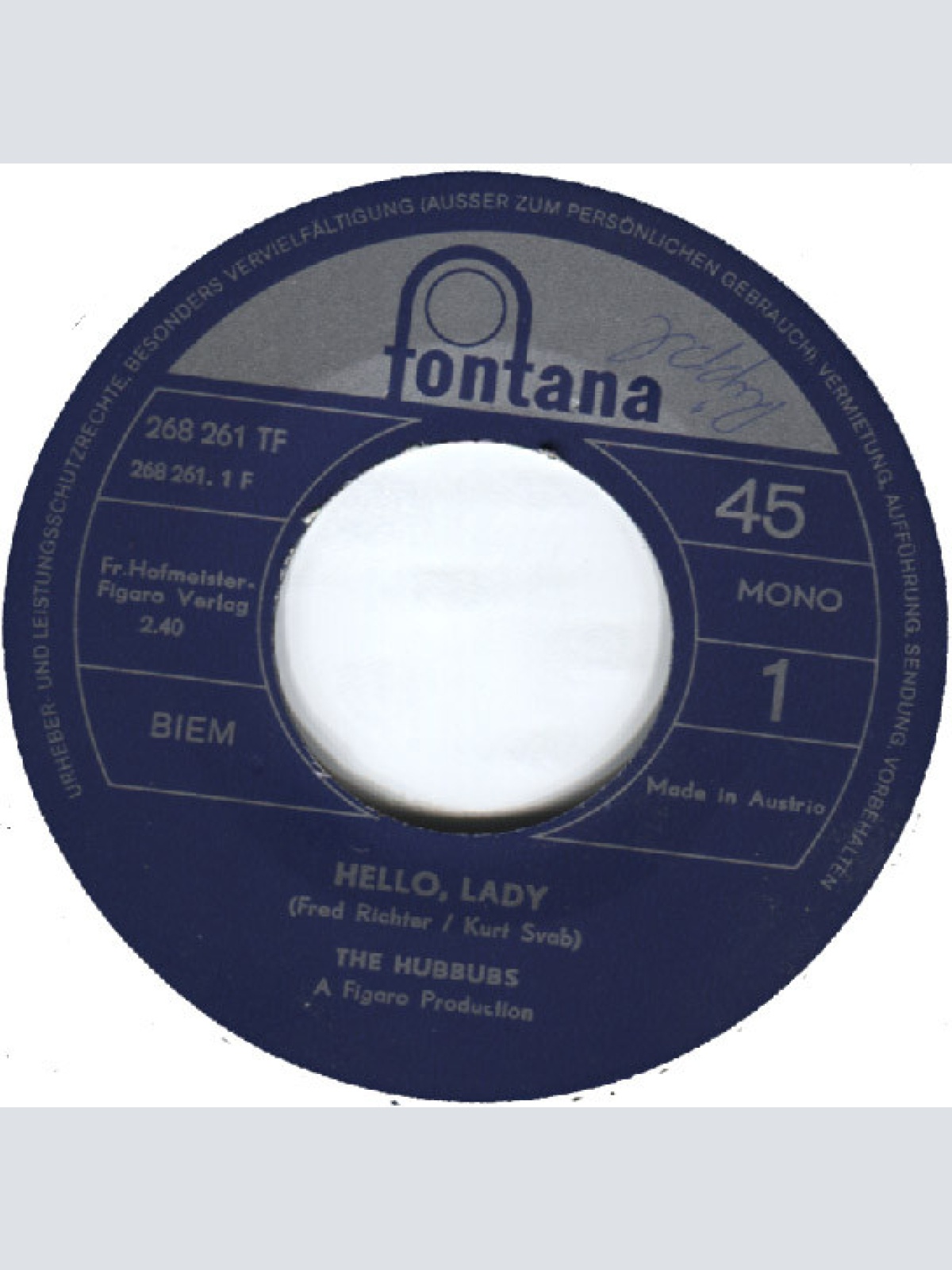 Vinyl / The Hubbubs - Hello, Lady