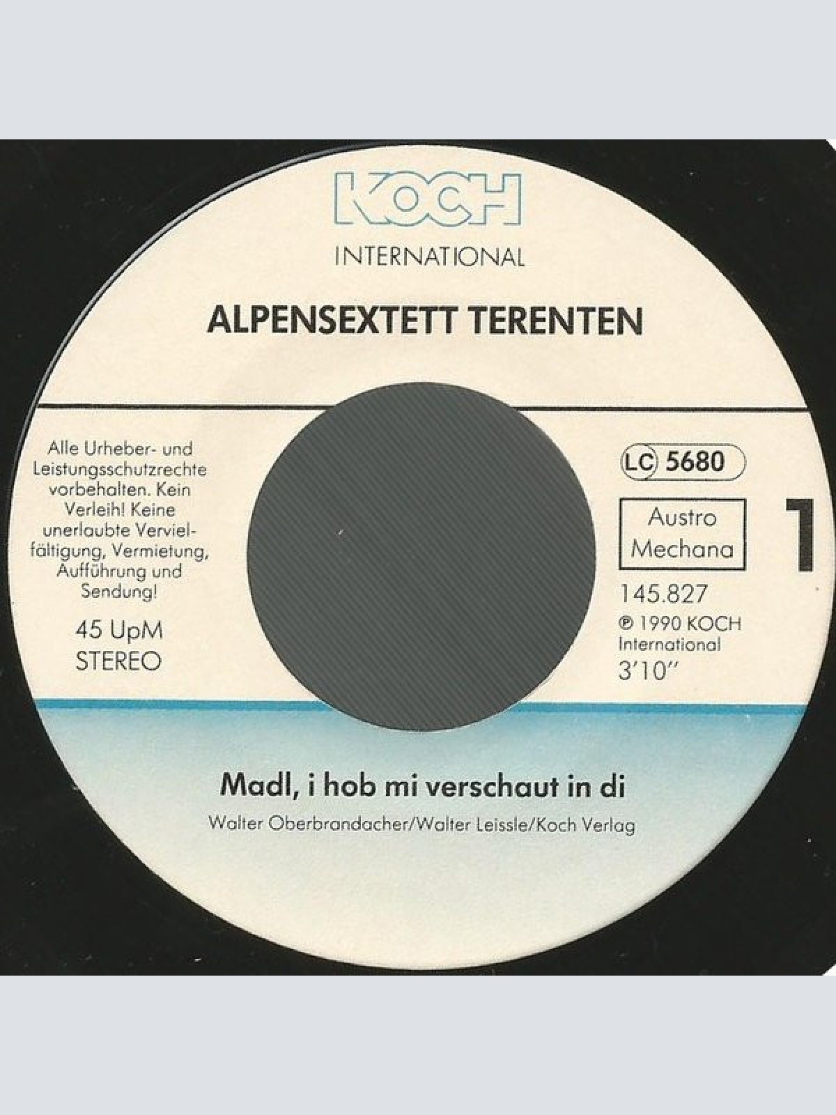 Vinyl / Alpensextett Terenten - Madl, I Hab Mi Verschaut In Di