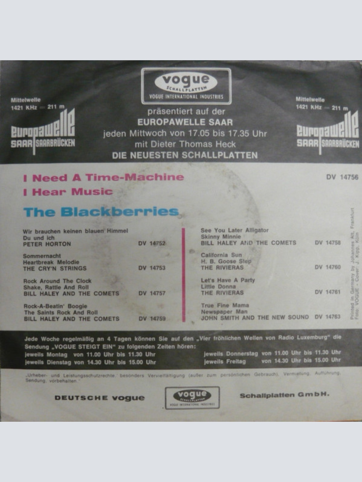 Vinyl / The Blackberries (2) - I Need A Time-Machine