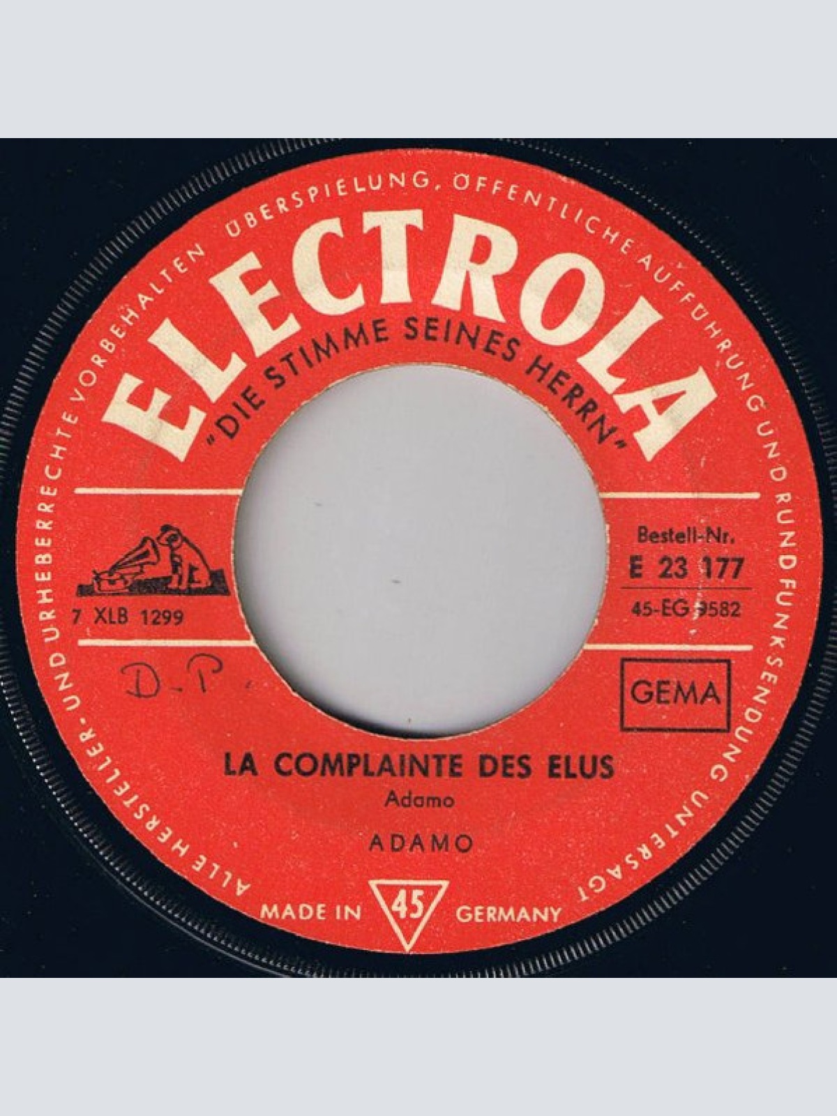 Vinyl / Adamo - Une Mèche De Cheveux / La Complainte Des Elus