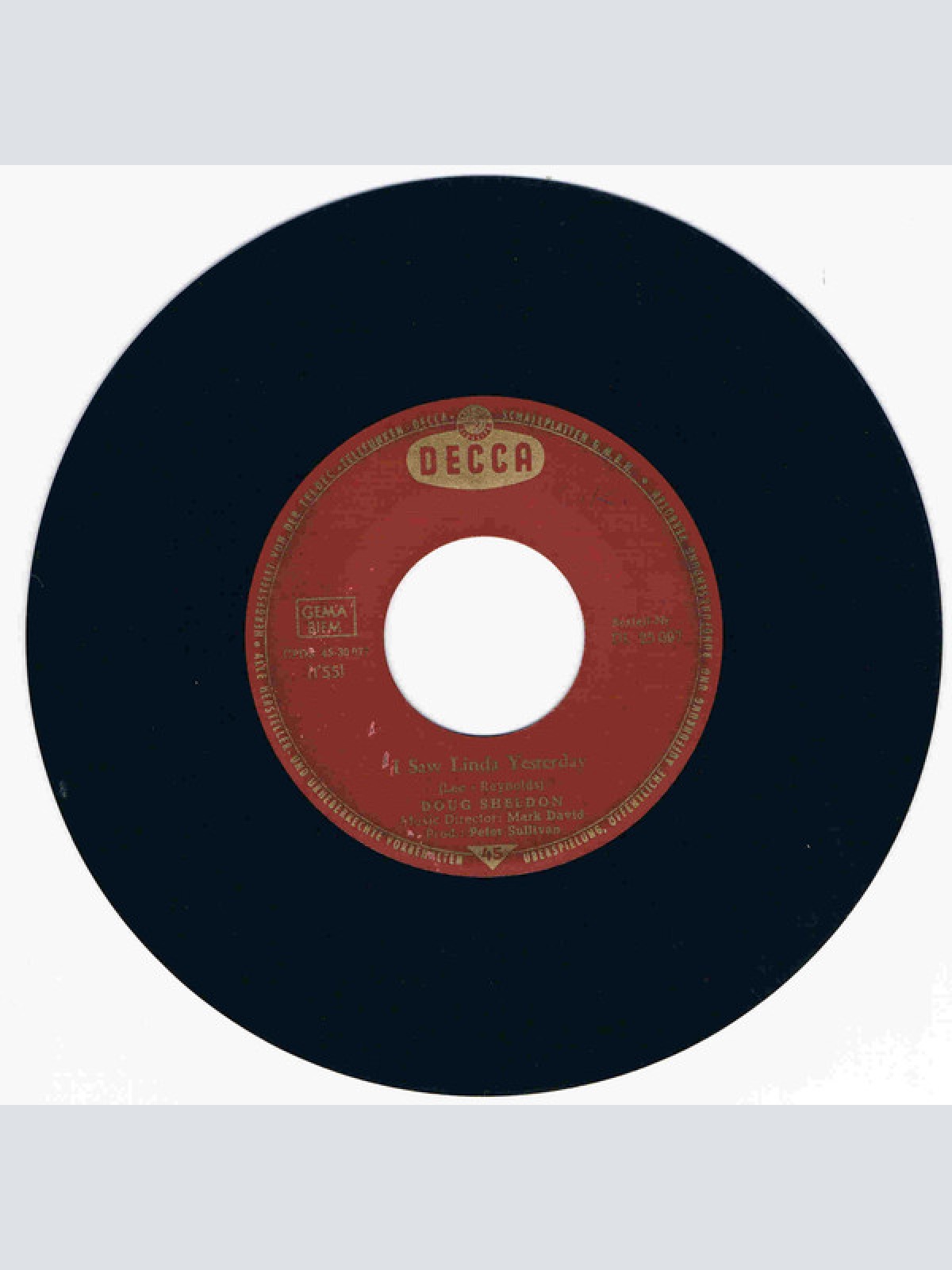 Vinyl / Doug Sheldon - I Saw Linda Yesterday