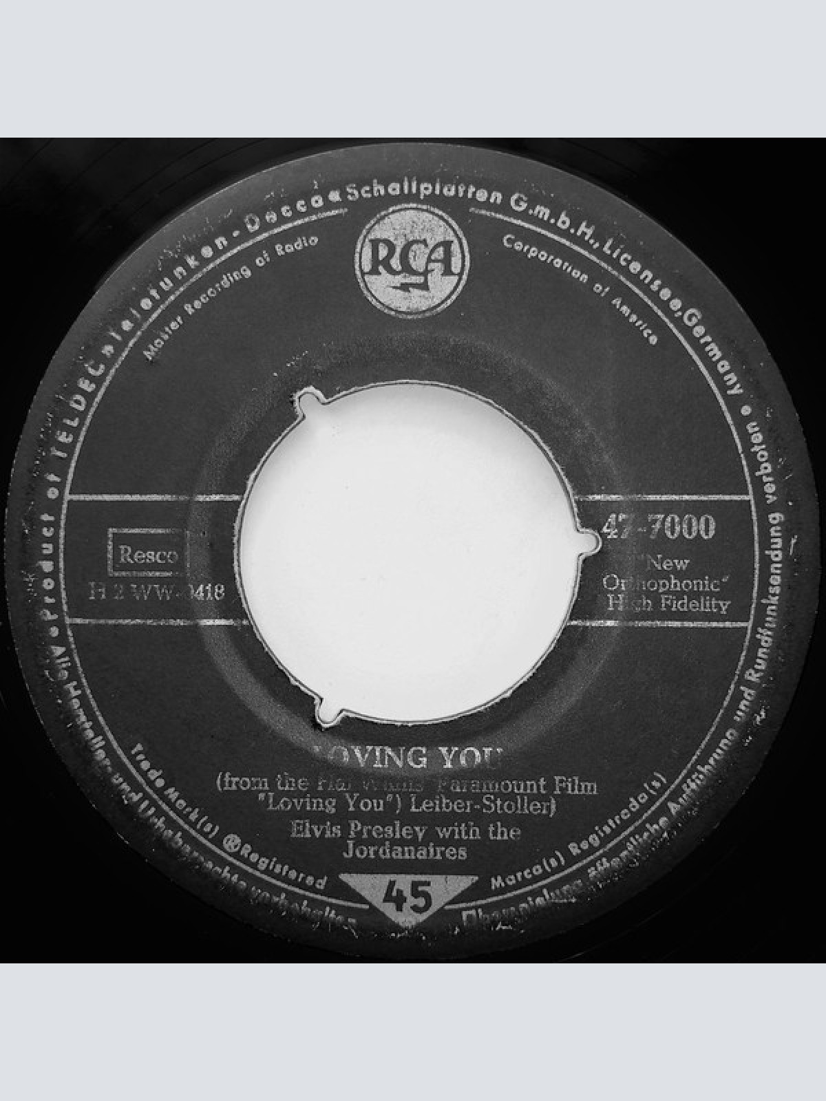 Vinyl / Elvis Presley With The Jordanaires - (Let Me Be Your) Teddy Bear / Loving You