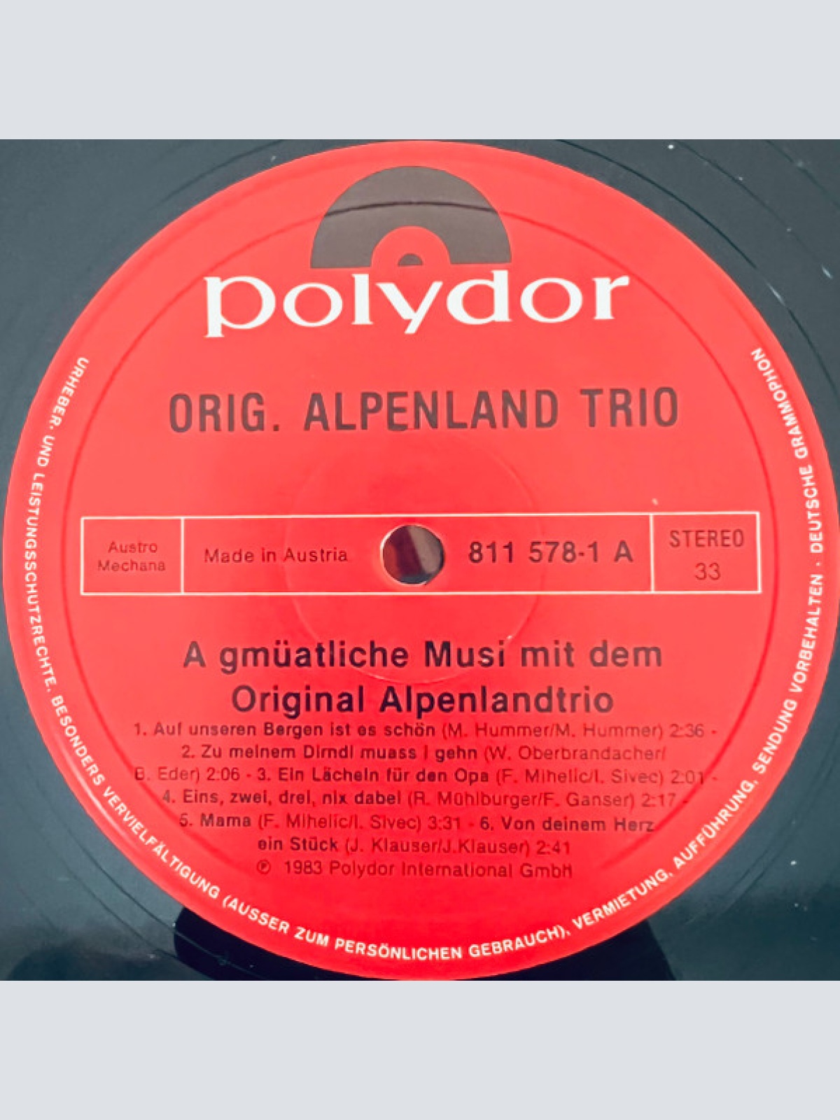 Vinyl / Original Alpenland Trio* - A Gmüatliche Musi Mit Dem Original Alpenland Trio