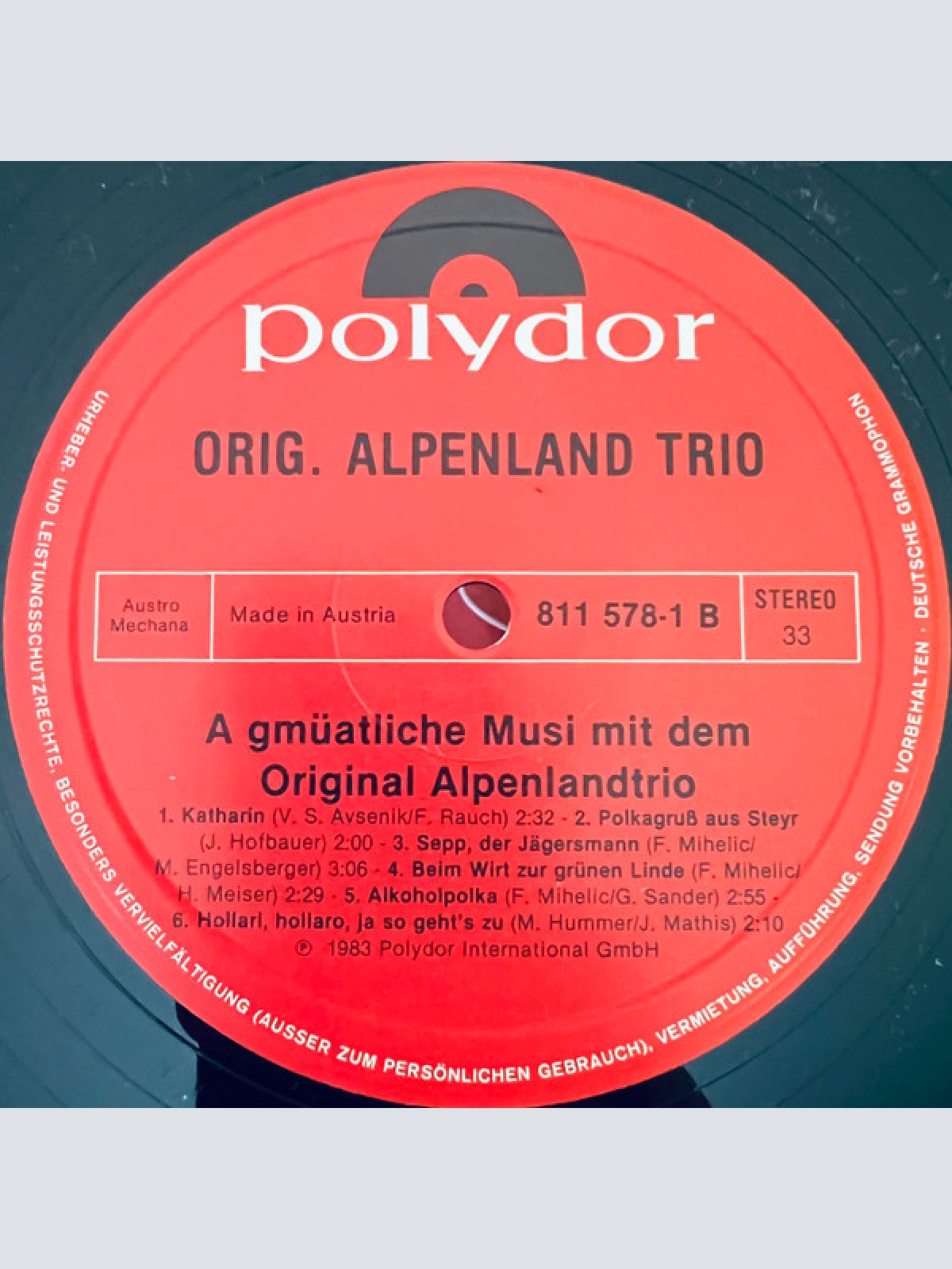 Vinyl / Original Alpenland Trio* - A Gmüatliche Musi Mit Dem Original Alpenland Trio