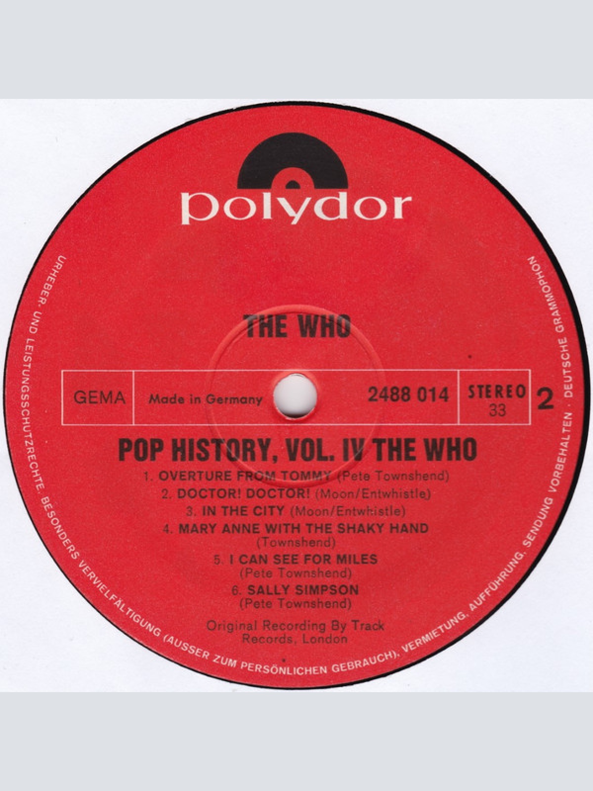 Vinyl / The Who - Pop History Vol 4
